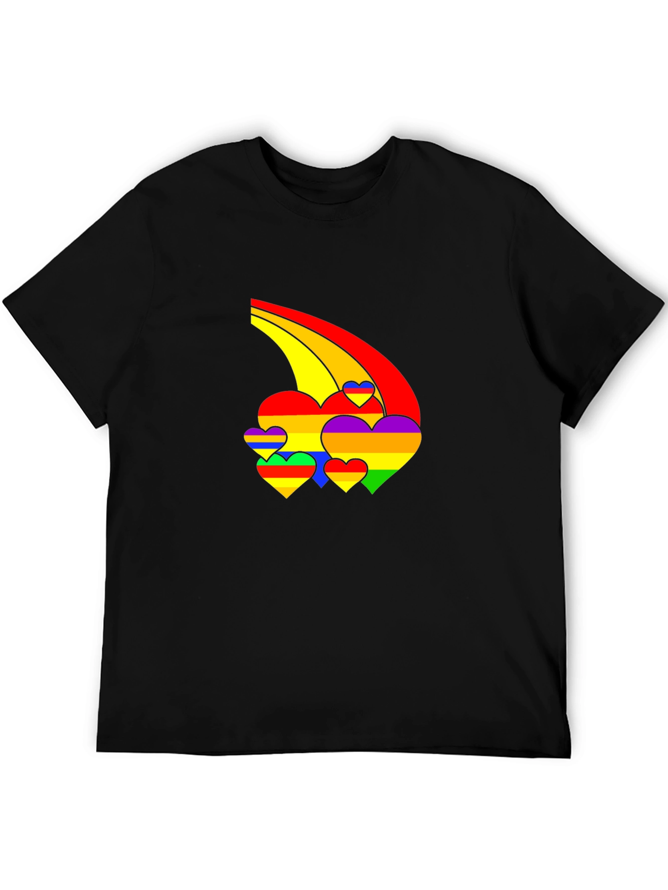 Rainbow Hearts Black T-Shirt - Pride Apparel