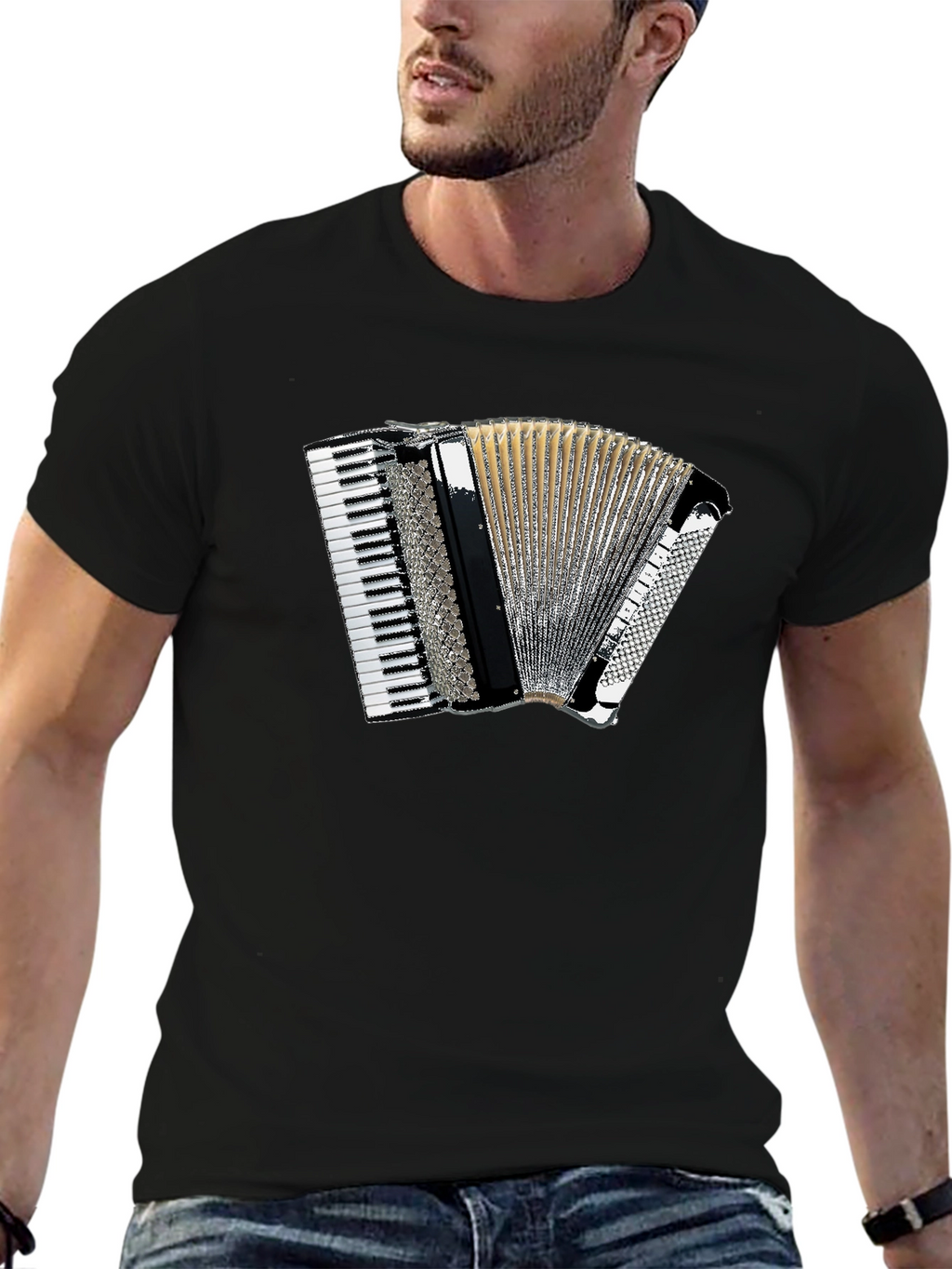 Accordion Graphic Black T-Shirt