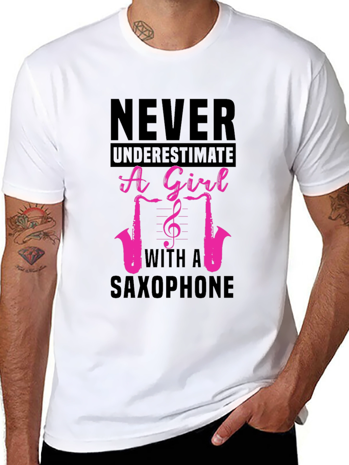 Never Underestimate a Girl with a Saxophone T-Shirt