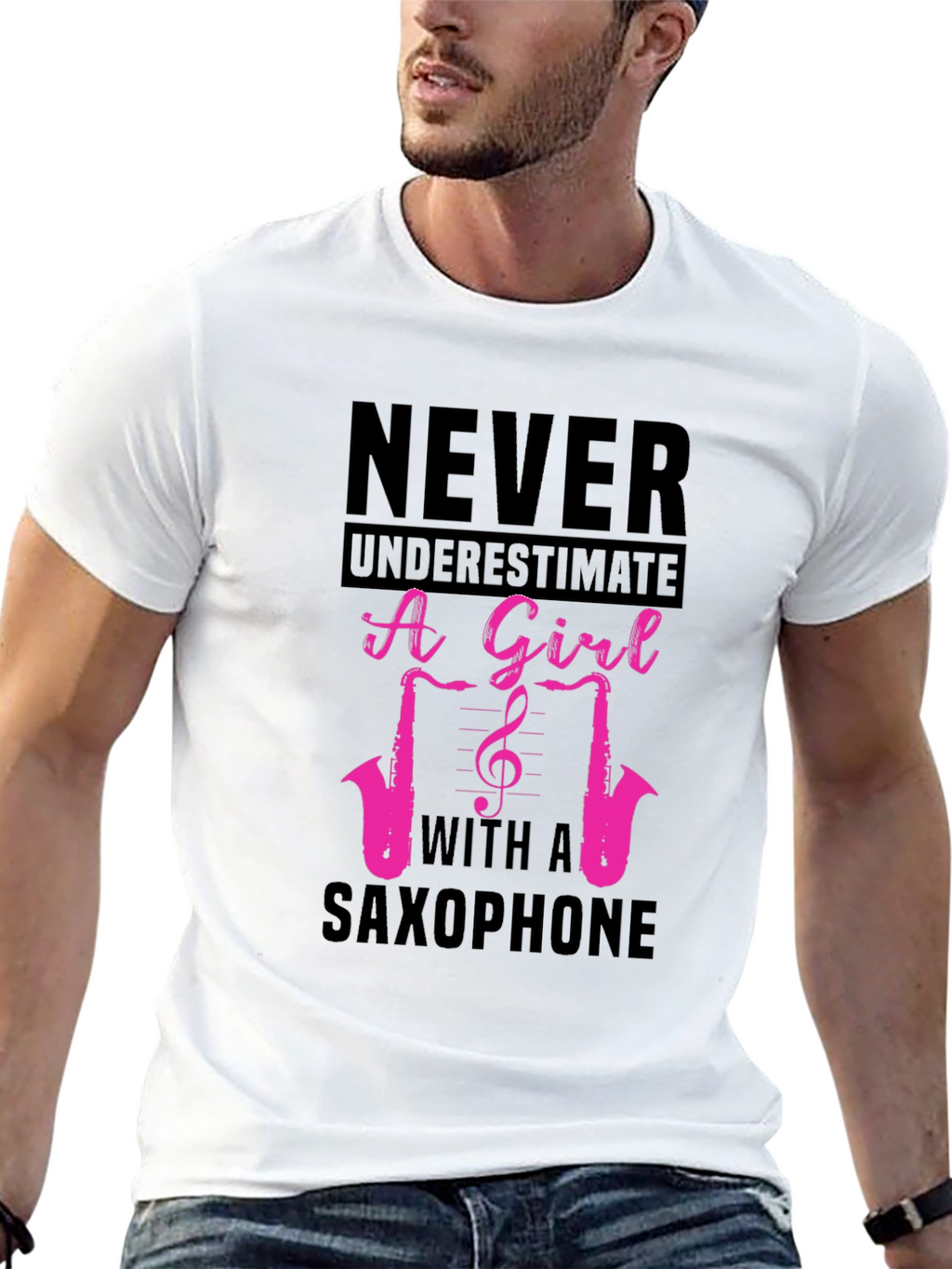 Never Underestimate a Girl with a Saxophone T-Shirt