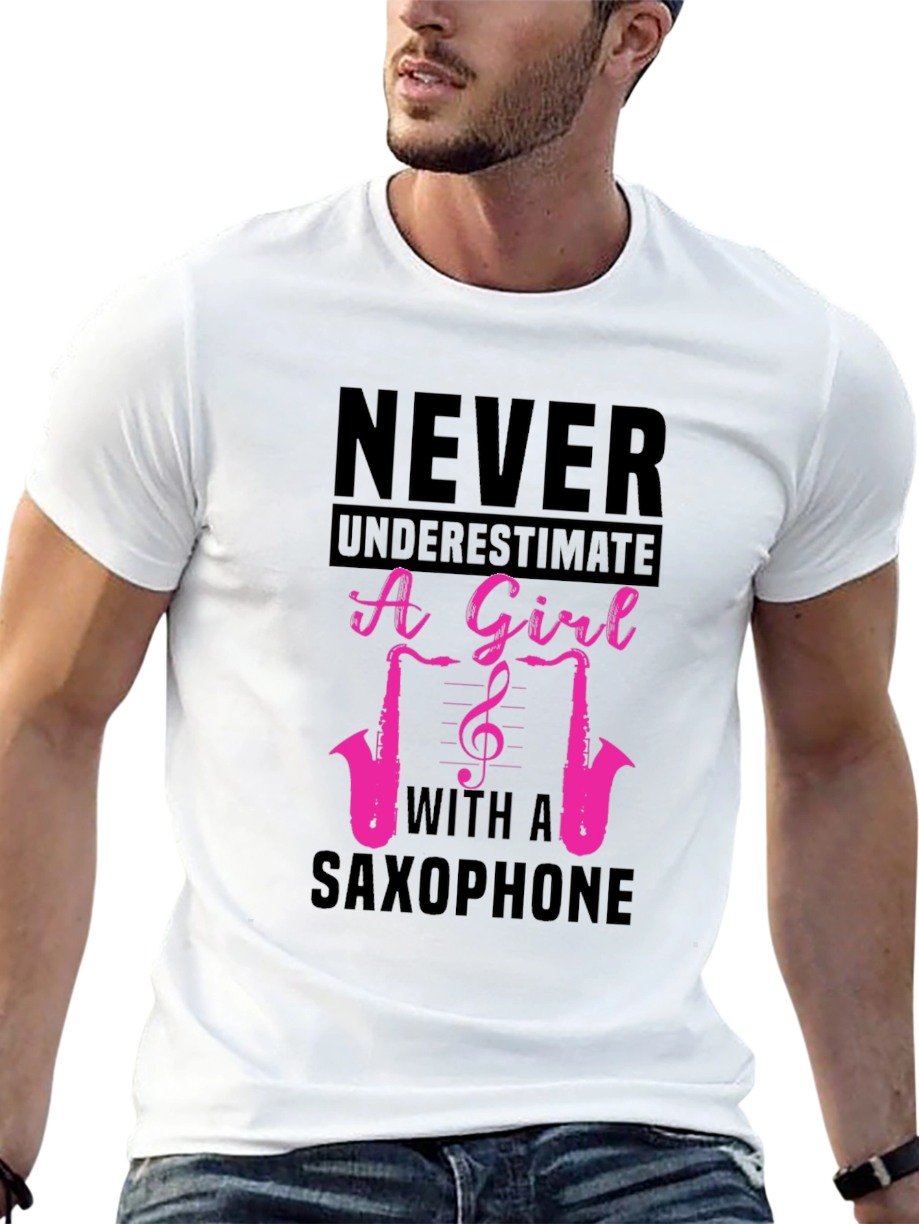 Never Underestimate a Girl with a Saxophone T-Shirt