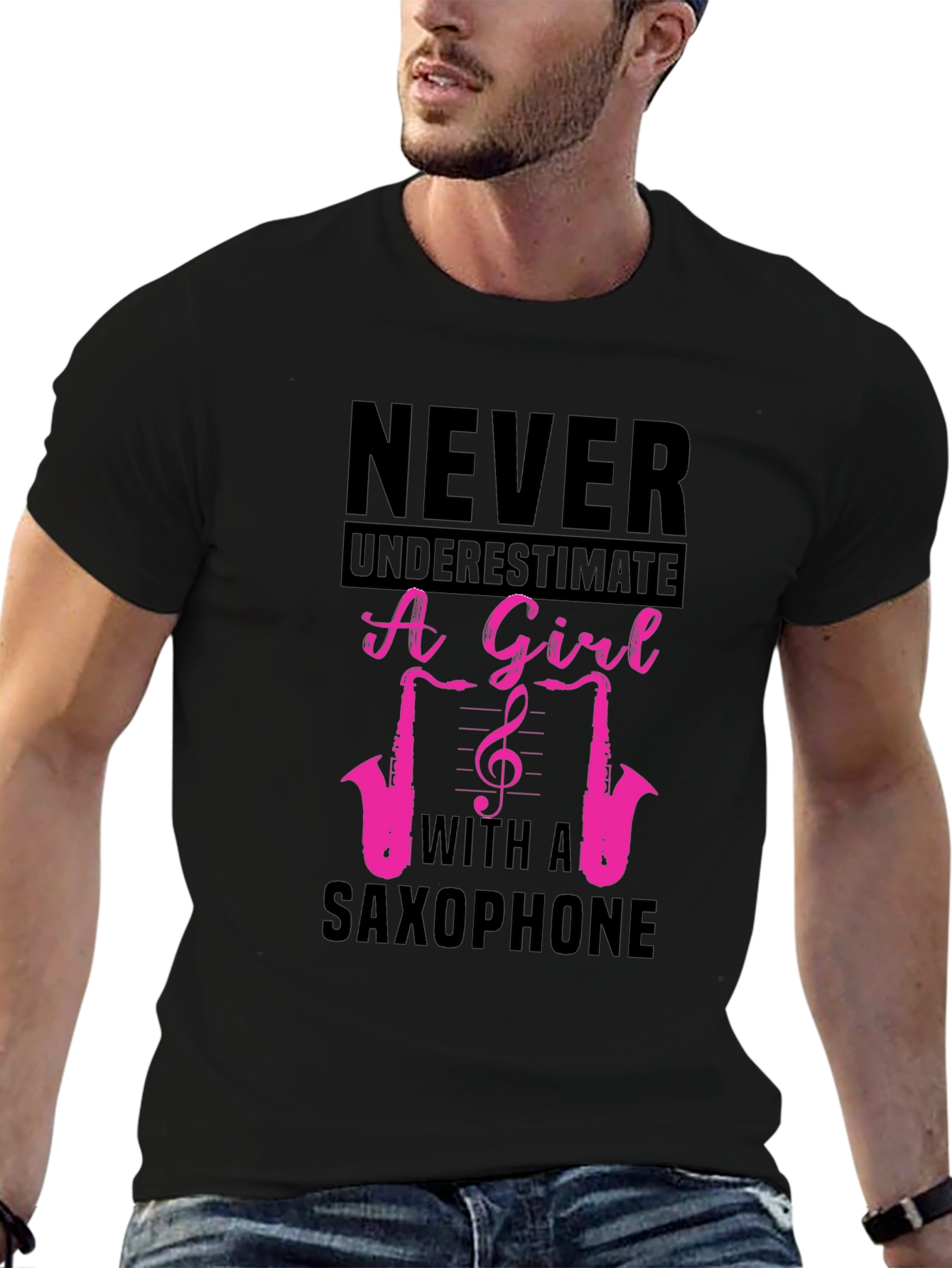 Never Underestimate a Girl with a Saxophone T-Shirt