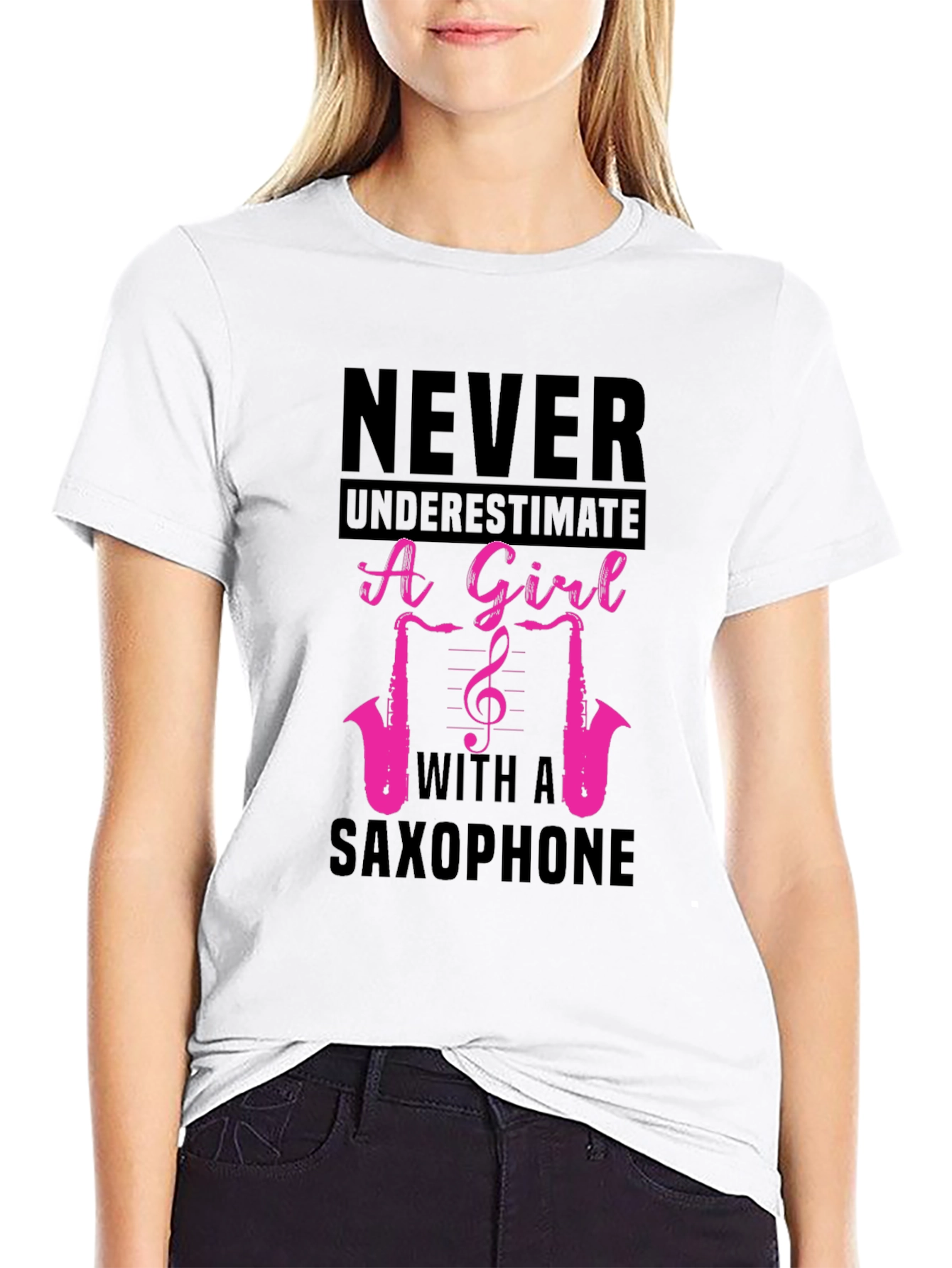 Never Underestimate a Girl with a Saxophone T-Shirt