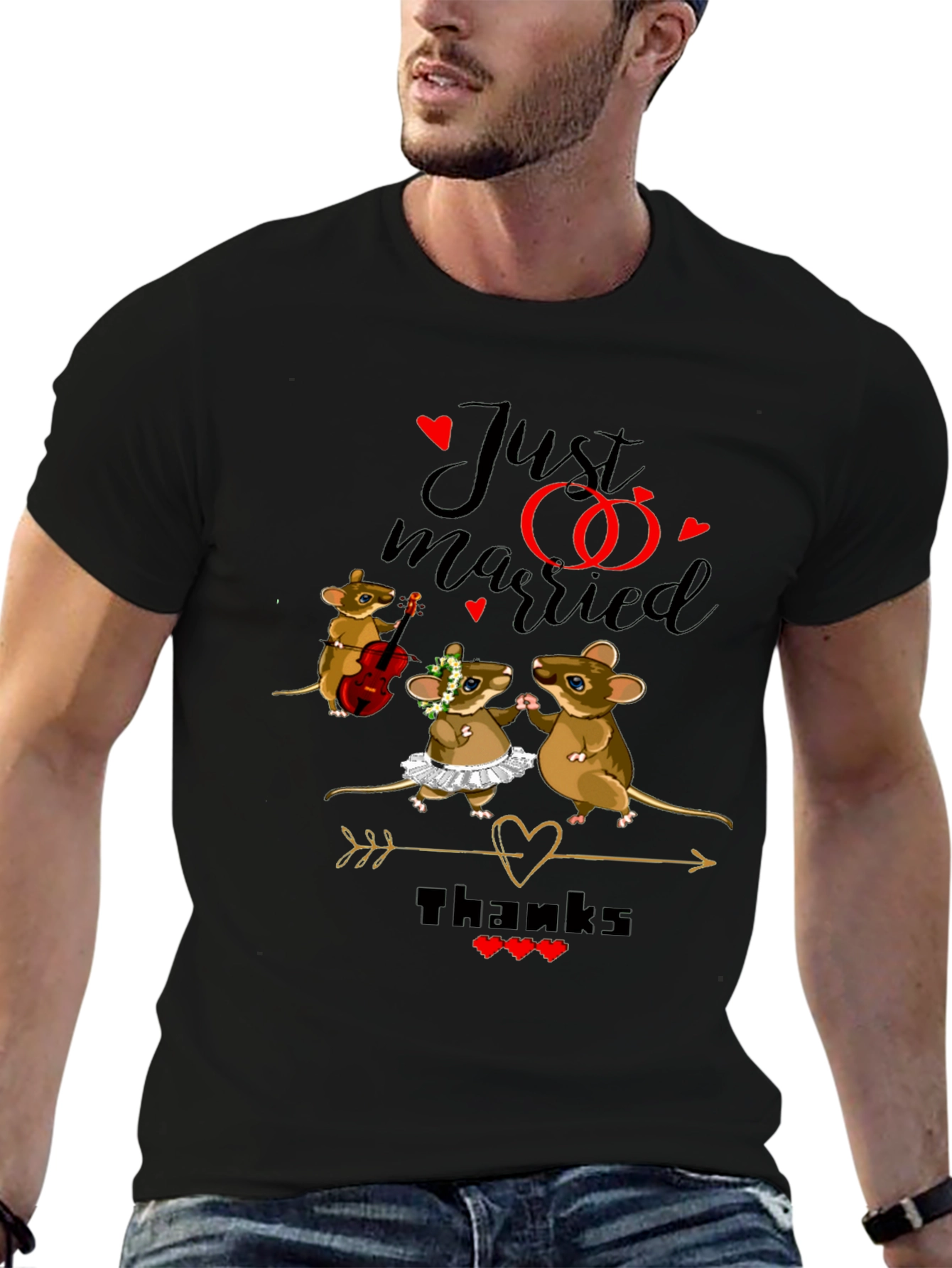 Cute Just Married Mouse Wedding T-Shirt