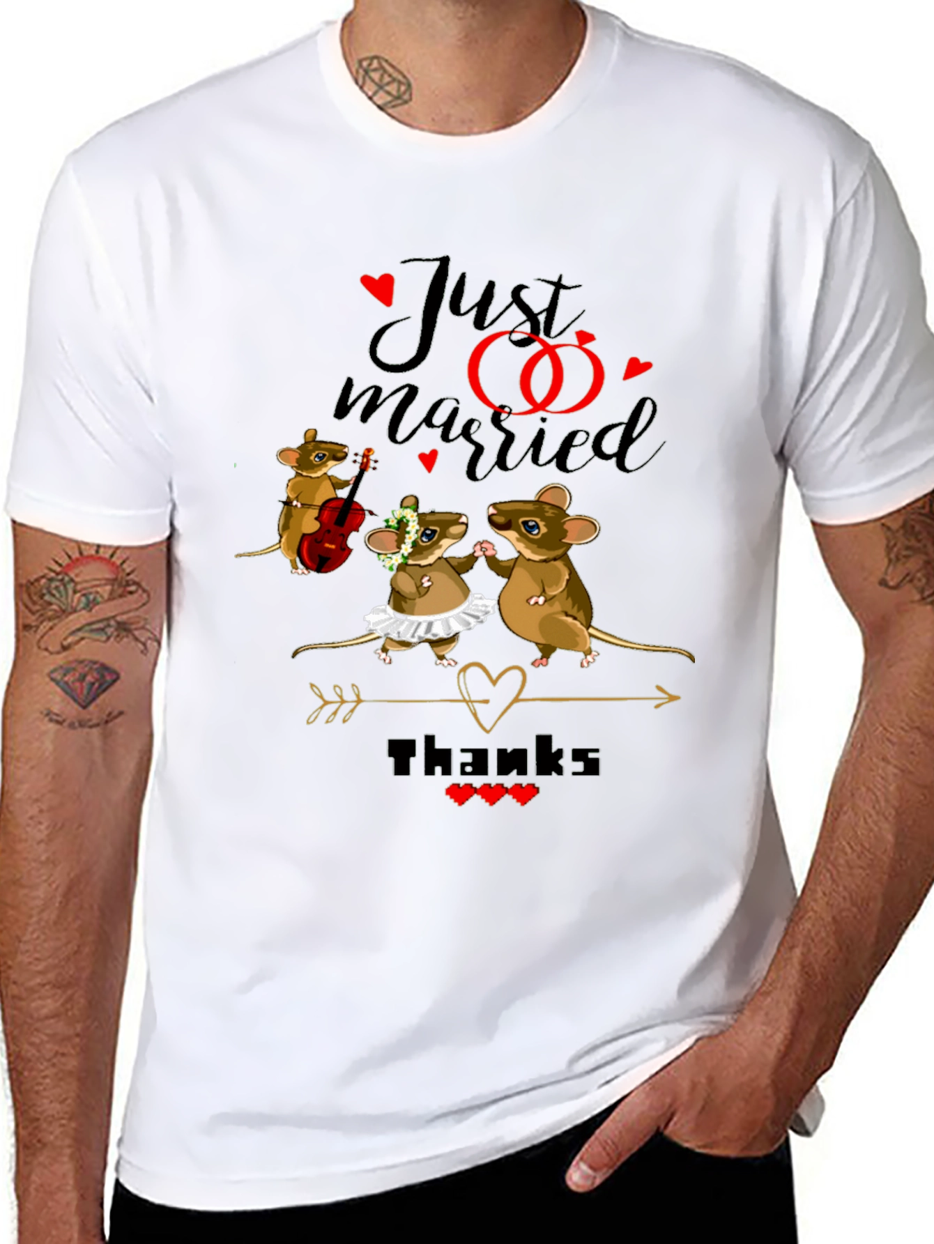Cute Just Married Mouse Wedding T-Shirt