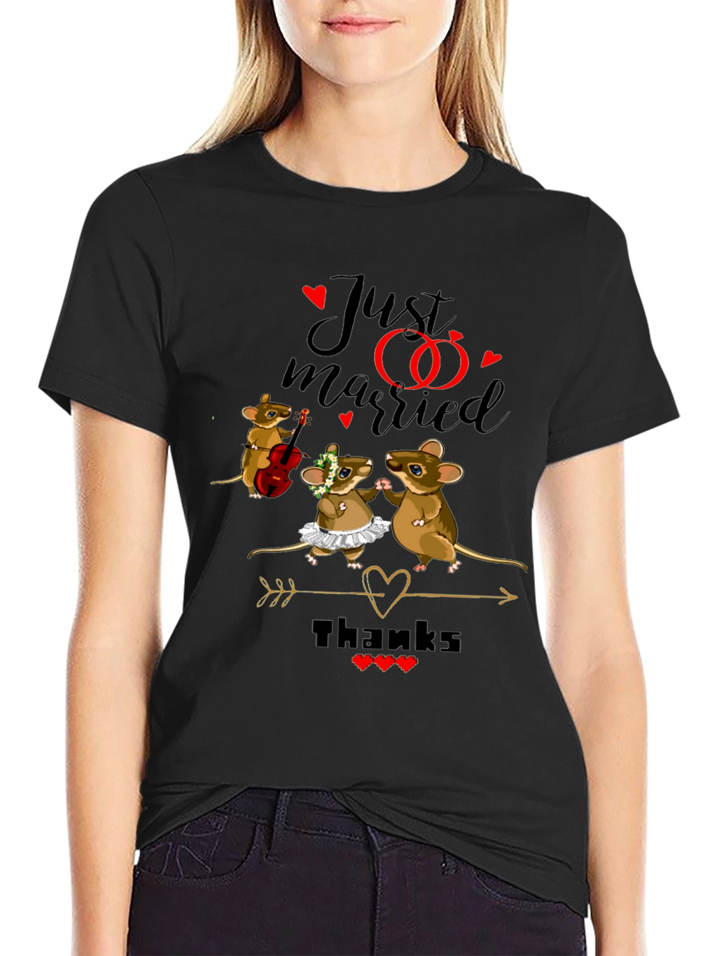 Cute Just Married Mouse Wedding T-Shirt