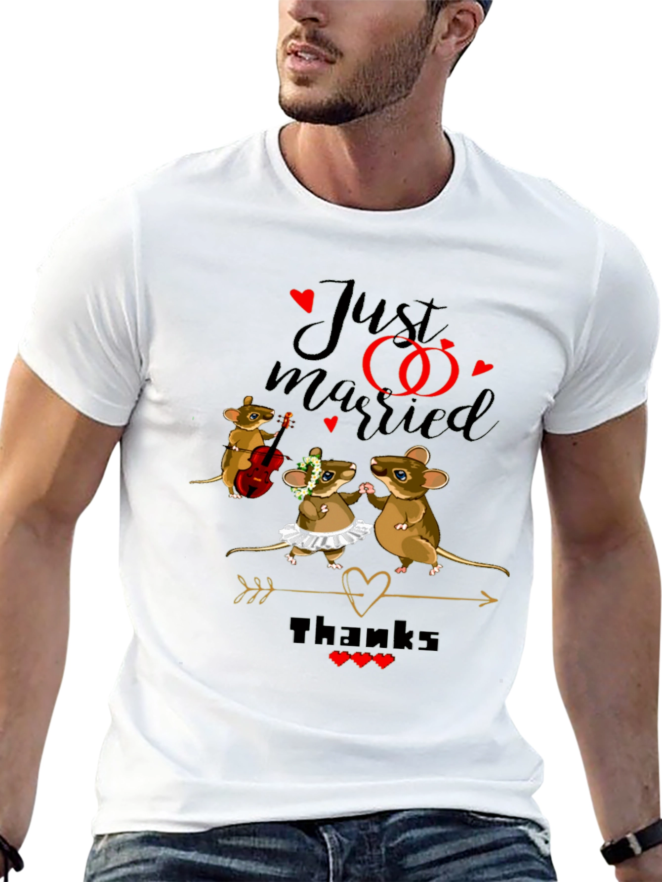 Cute Just Married Mouse Wedding T-Shirt