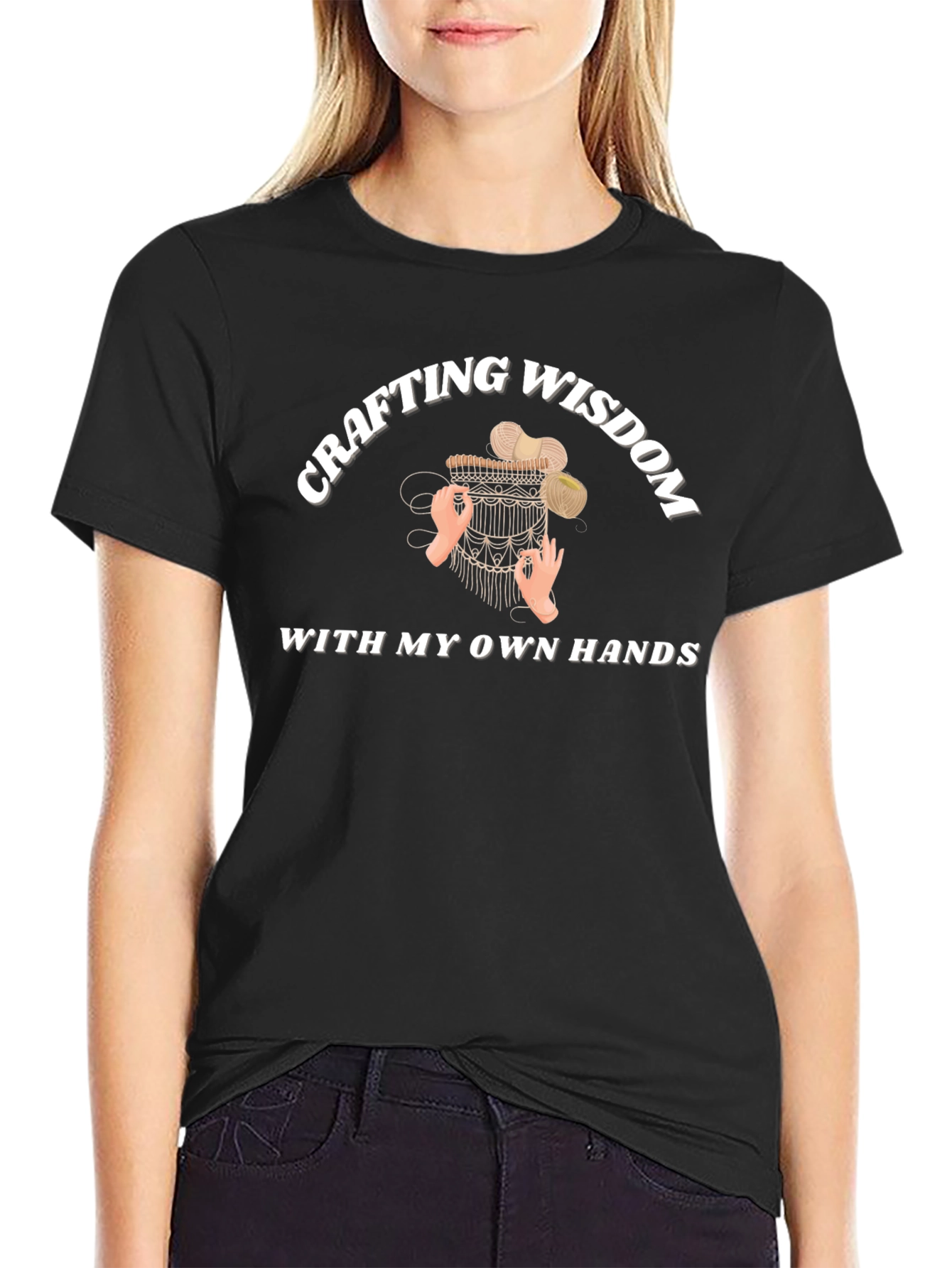 Crafting Wisdom T-Shirt: Handmade Macrame Art