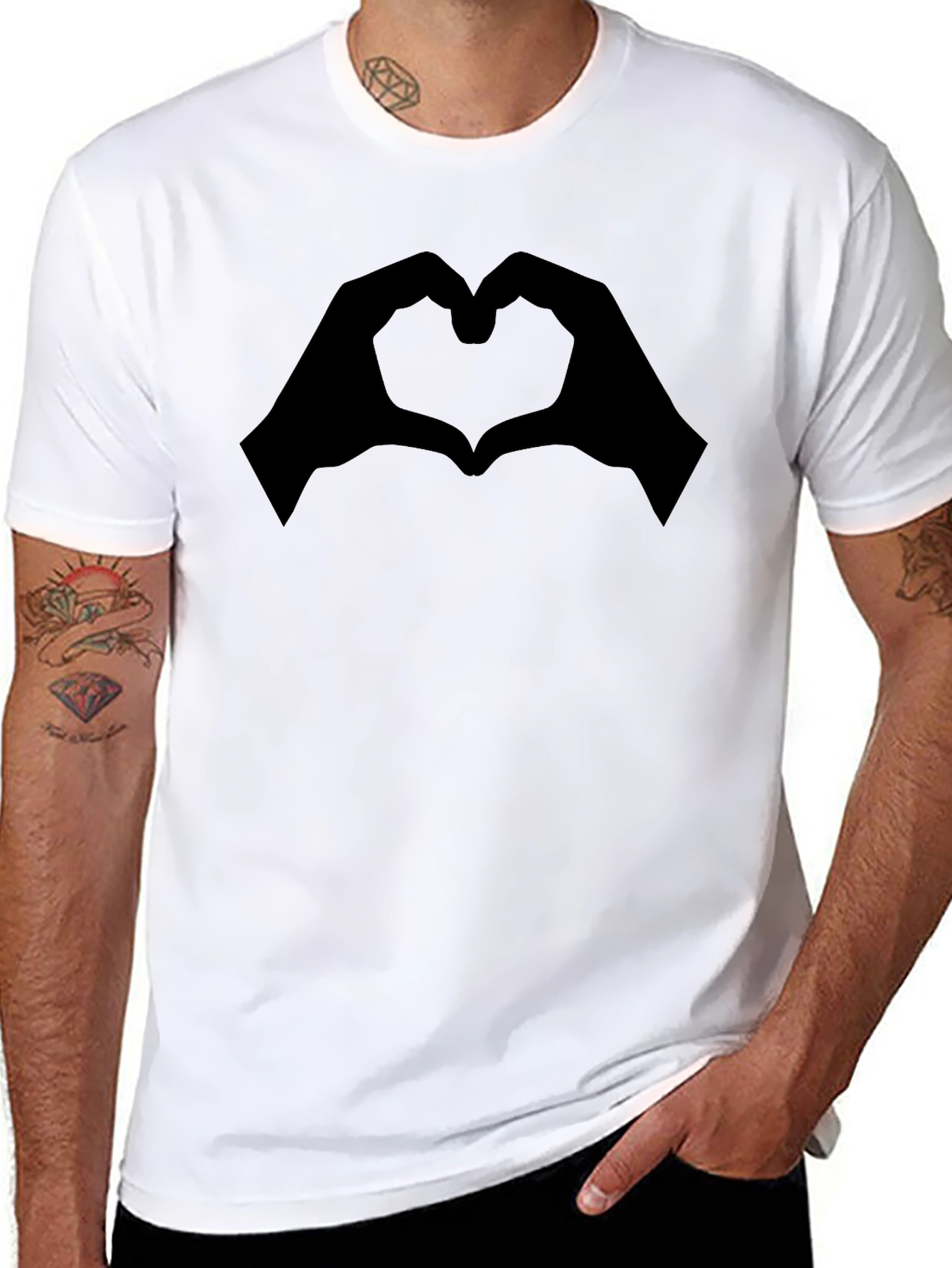 Heart Hands Graphic Tee - Modern Black T-Shirt