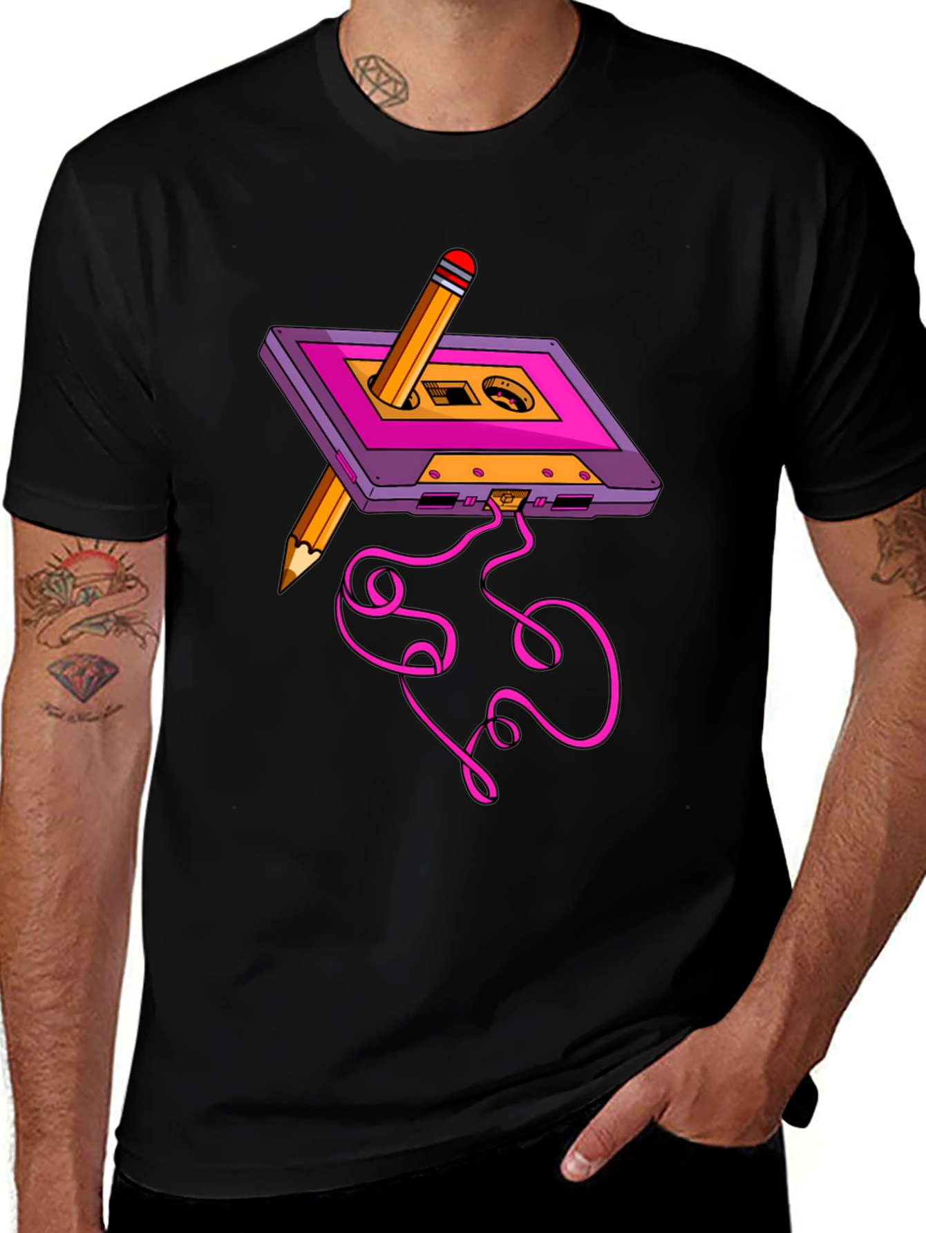 Cassette & Pencil Graphic Tee