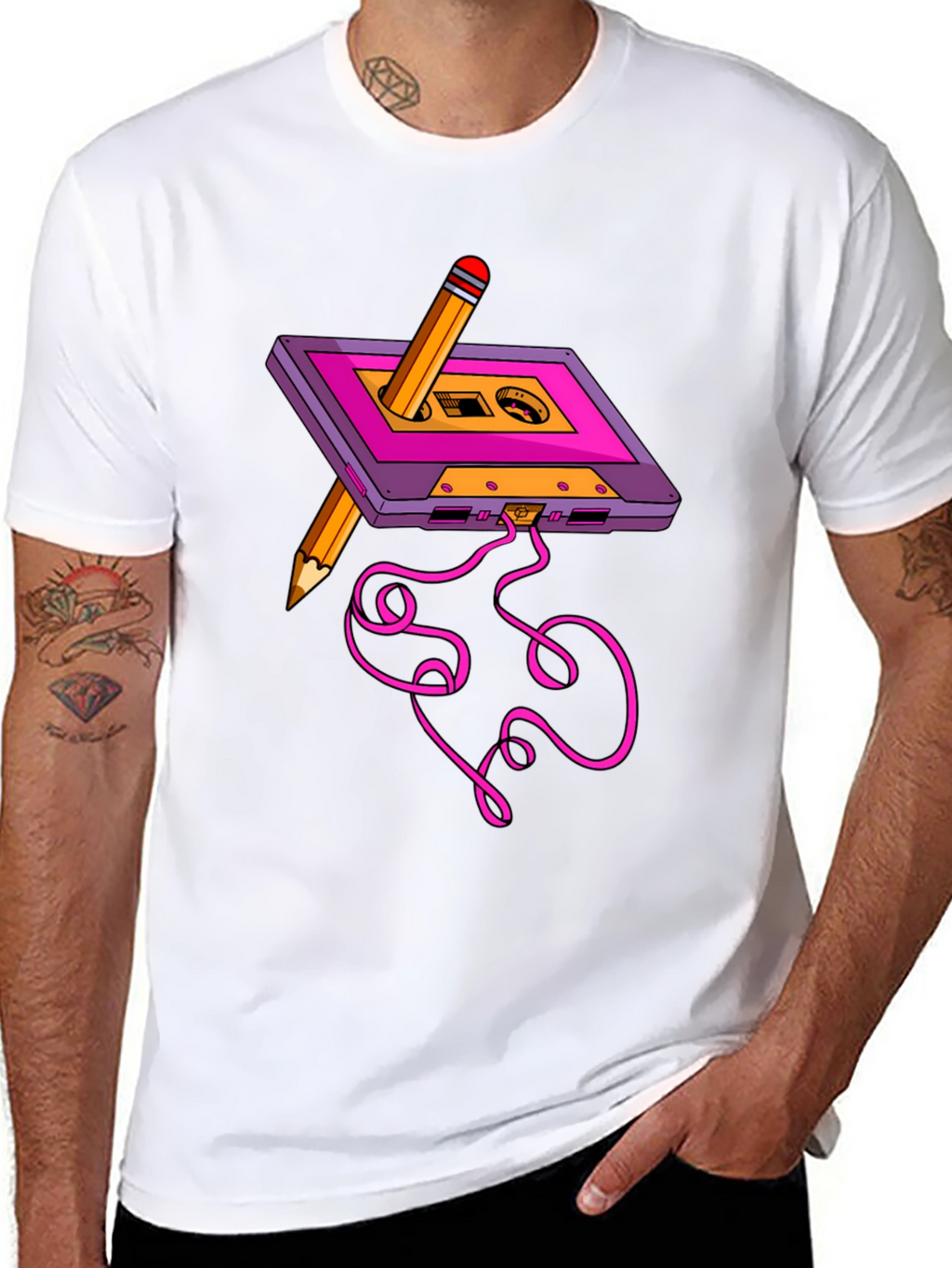 Cassette & Pencil Graphic Tee
