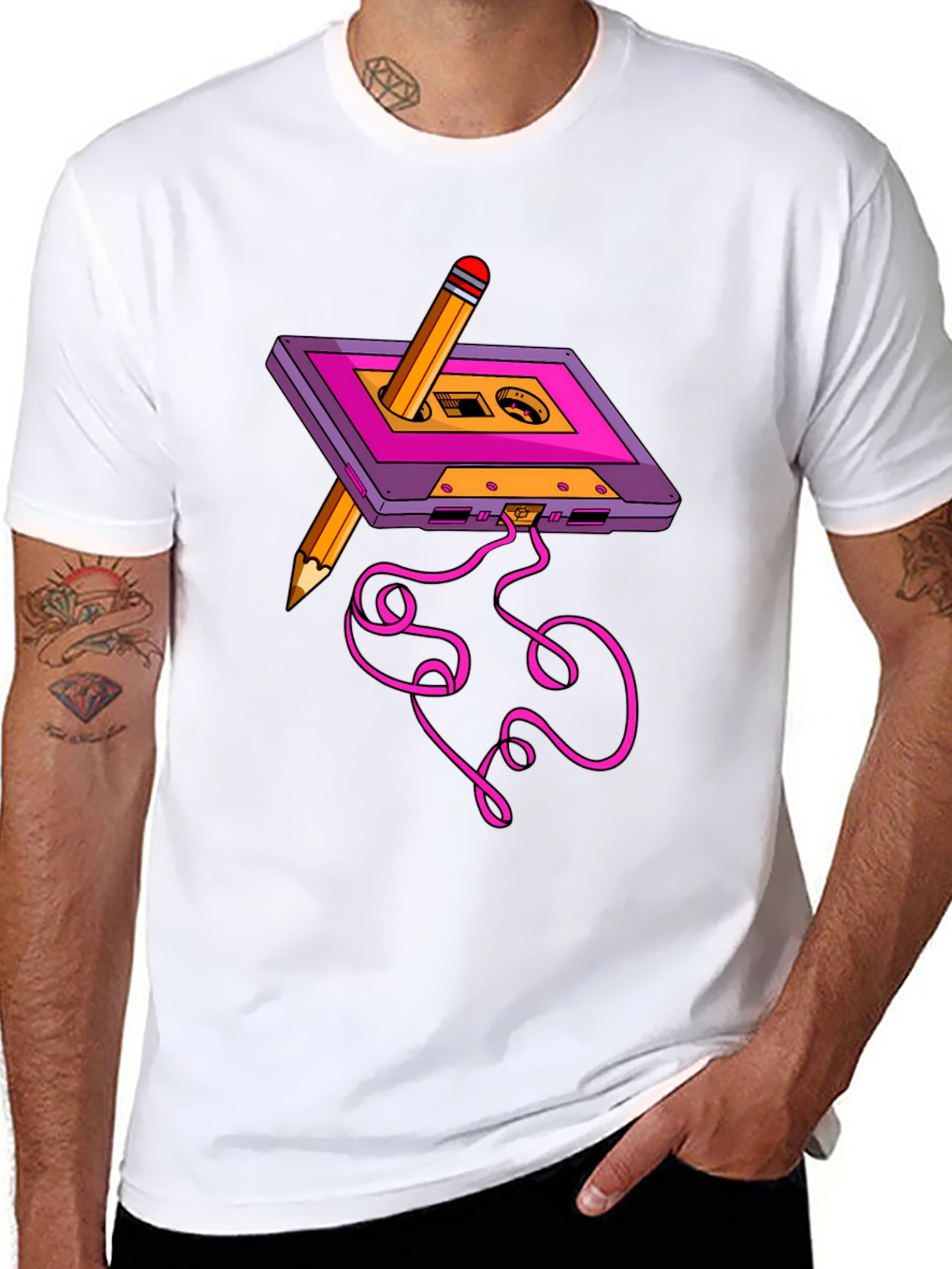 Cassette & Pencil Graphic Tee