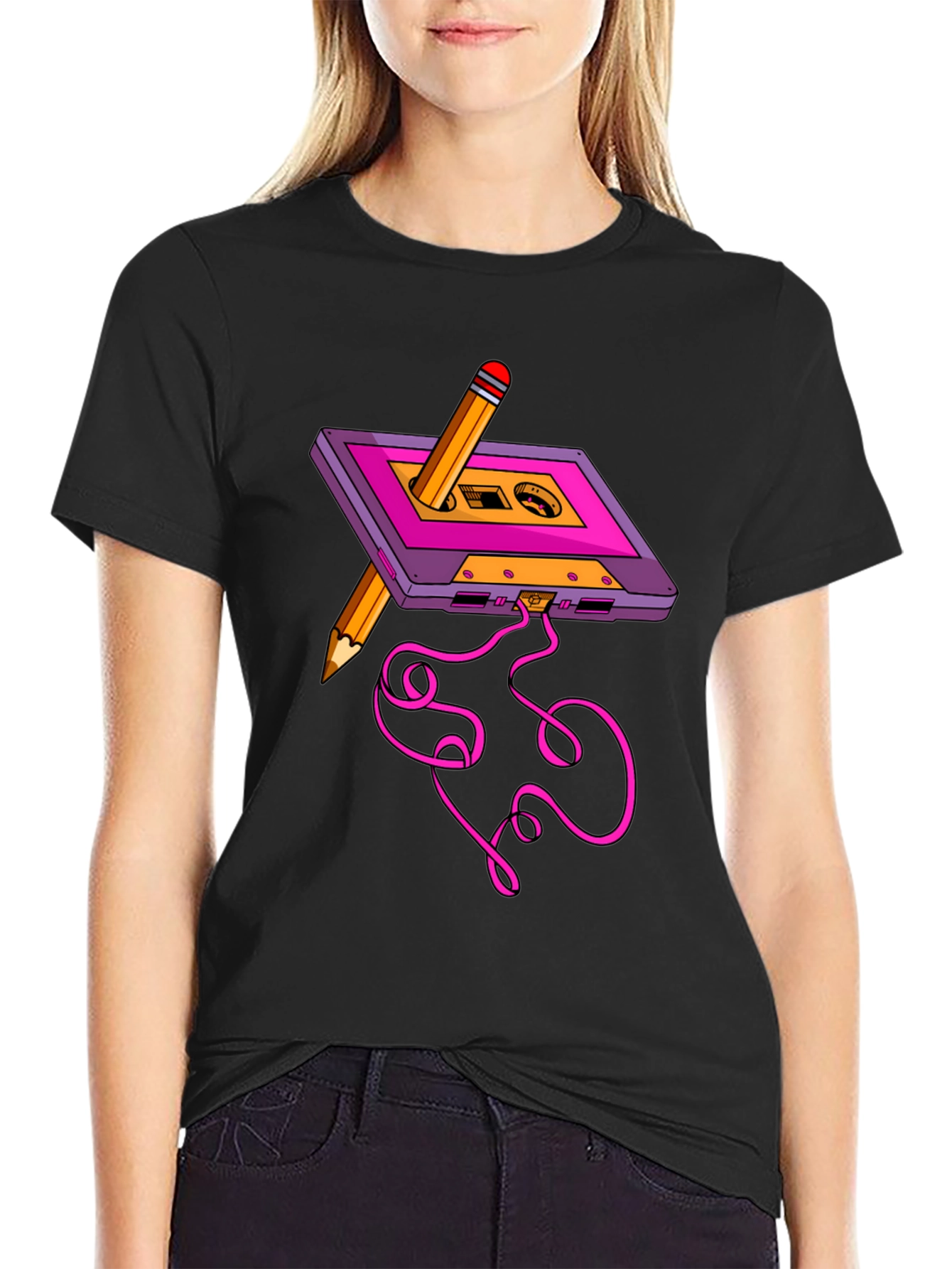 Cassette & Pencil Graphic Tee
