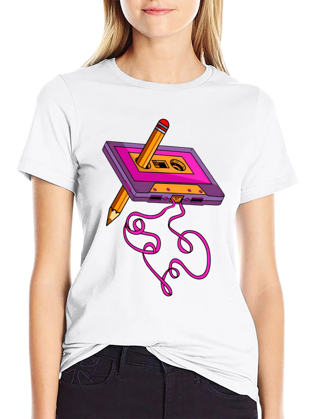 Cassette & Pencil Graphic Tee