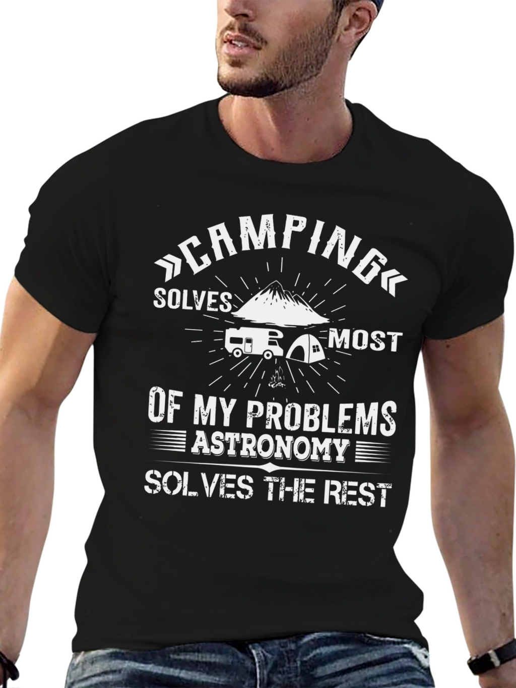Camping & Astronomy T-Shirt: Solves My Problems Tee