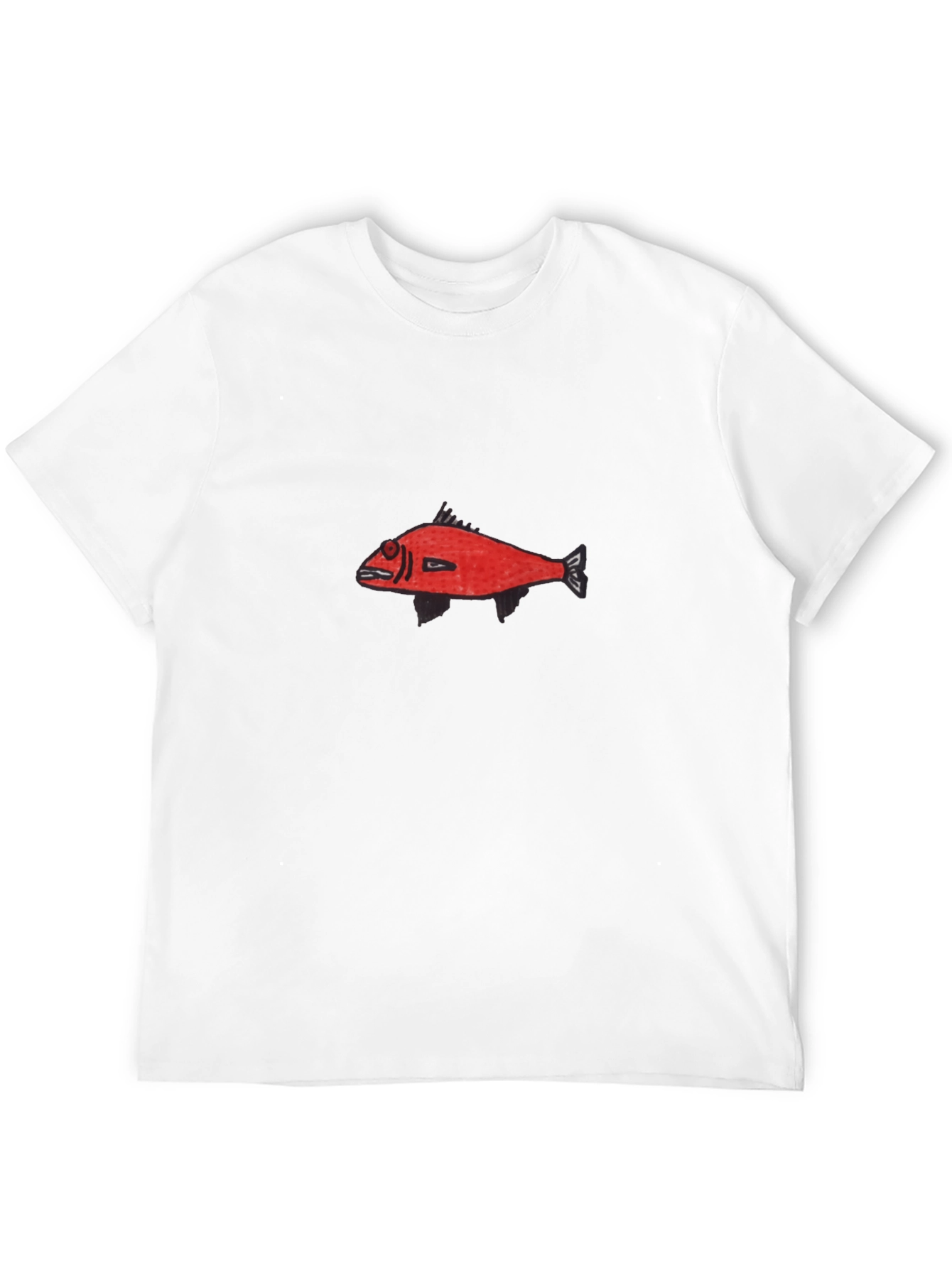 Red Fish Graphic Black T-Shirt - Unique Design