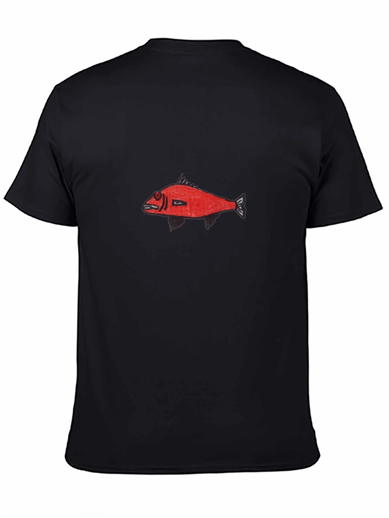 Red Fish Graphic Black T-Shirt - Unique Design