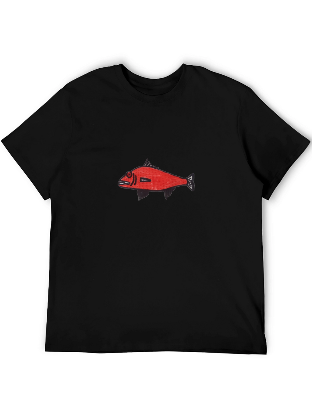 Red Fish Graphic Black T-Shirt - Unique Design