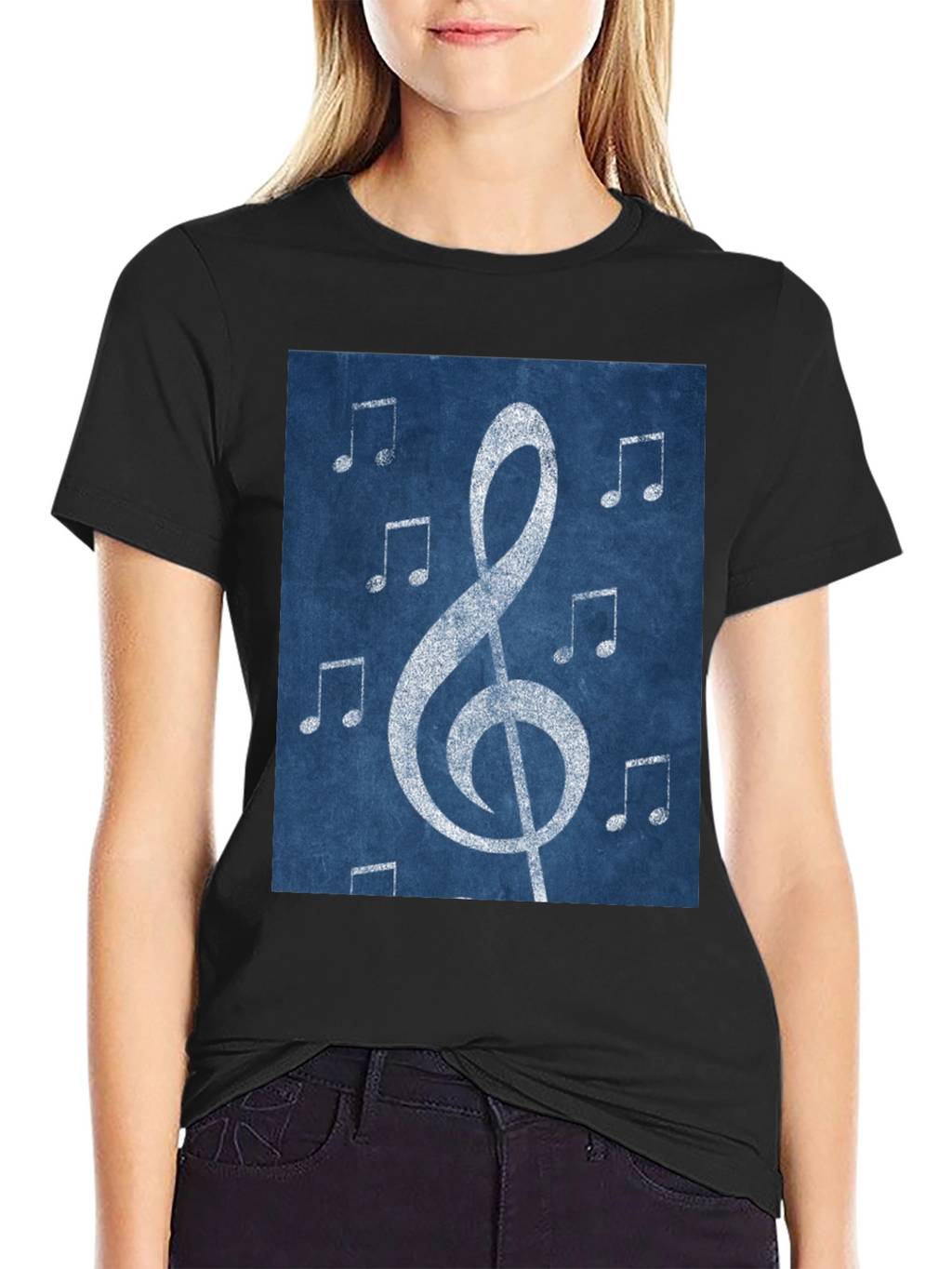 Musical Note Graphic Tee - Black Cotton T-Shirt