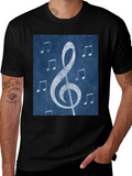 Musical Note Graphic Tee - Black Cotton T-Shirt