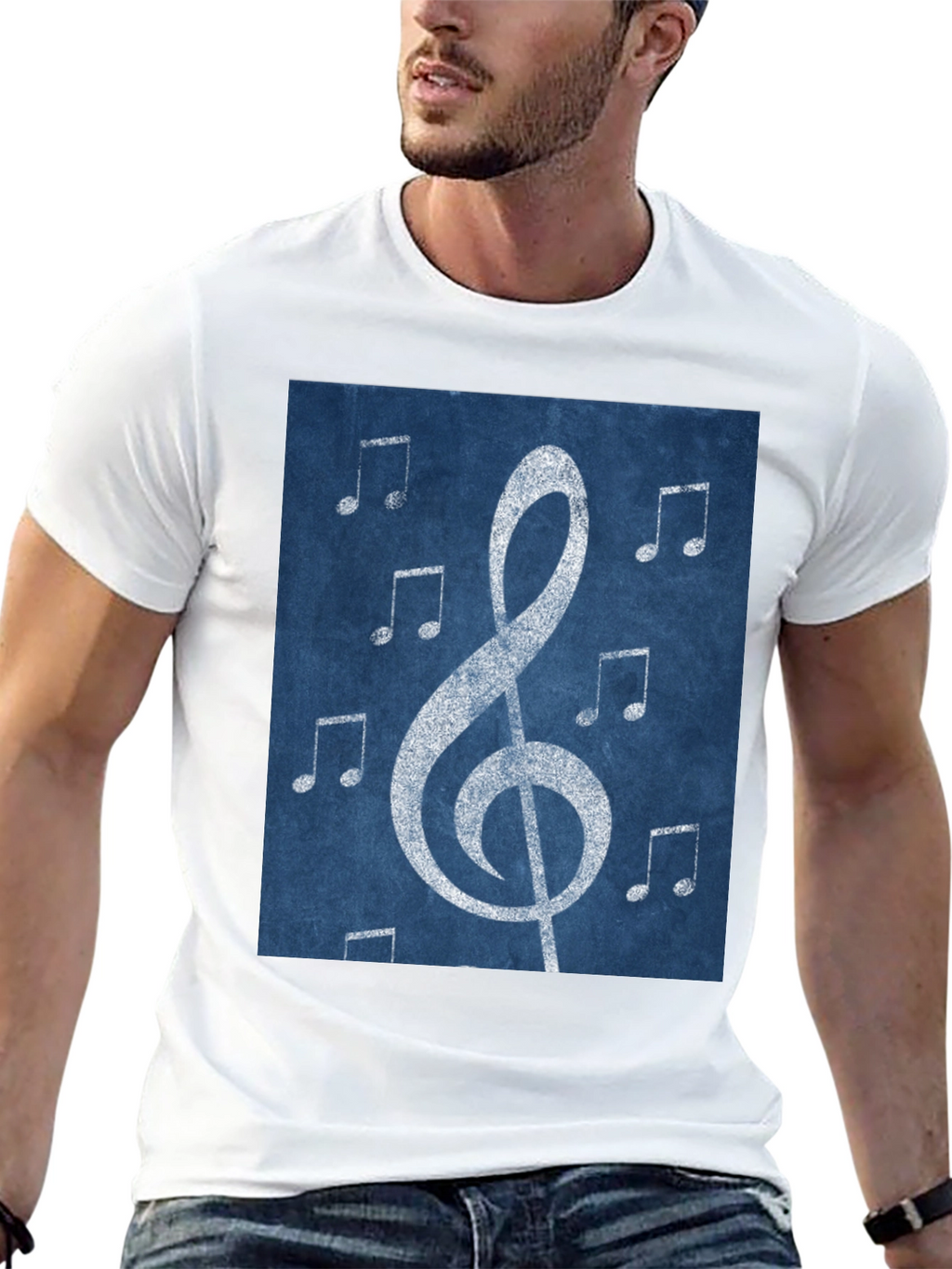 Musical Note Graphic Tee - Black Cotton T-Shirt