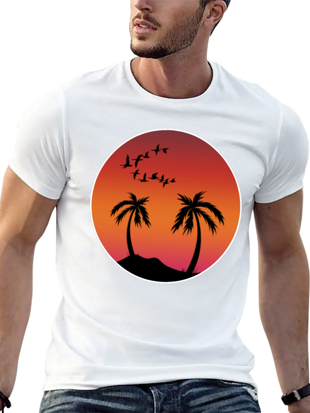 Sunset Palm Tee
