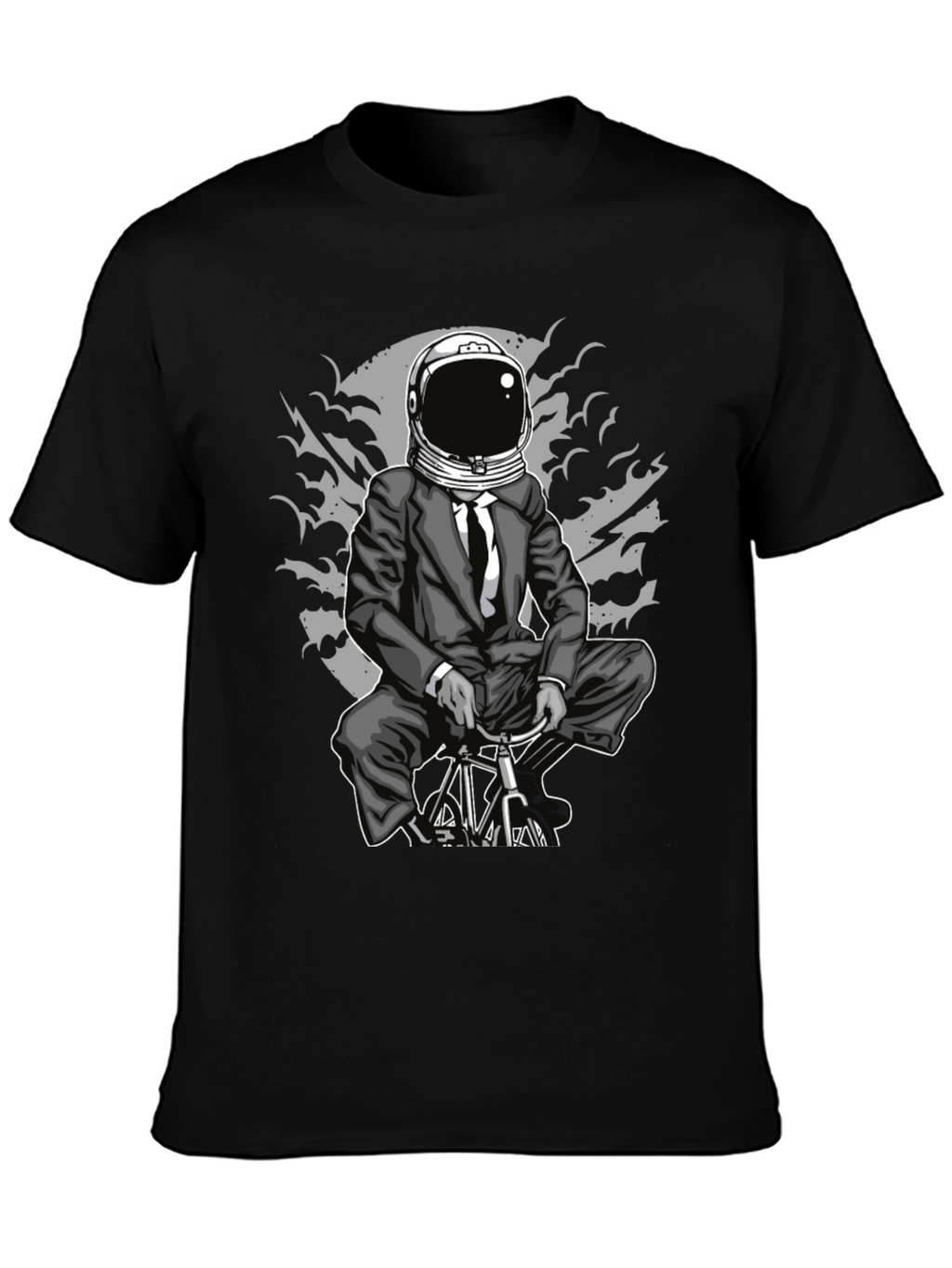 Astronaut Biker Graphic Tee - Space Rider T-Shirt