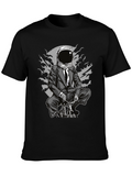 Astronaut Biker Graphic Tee - Space Rider T-Shirt