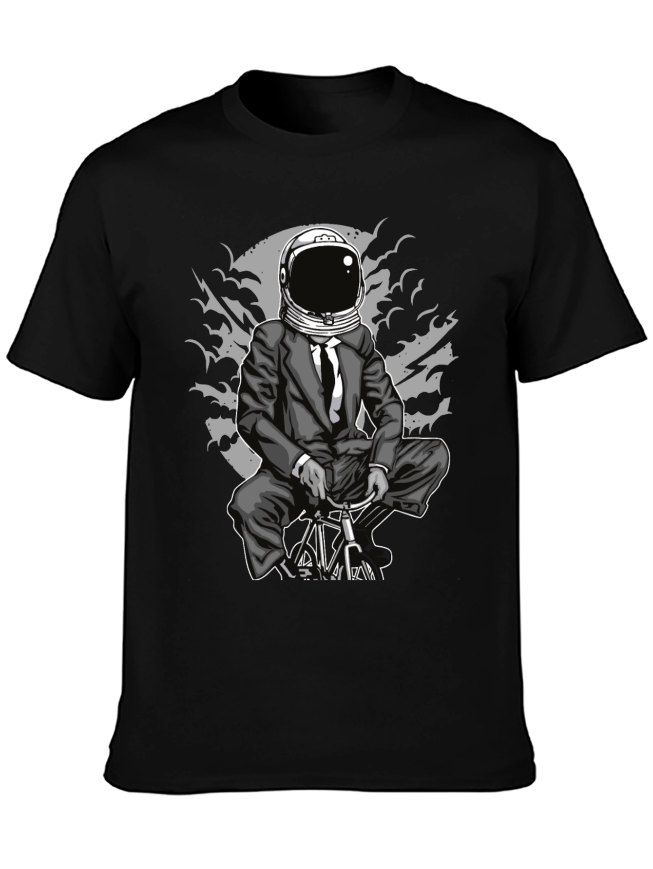 Astronaut Biker Graphic Tee - Space Rider T-Shirt