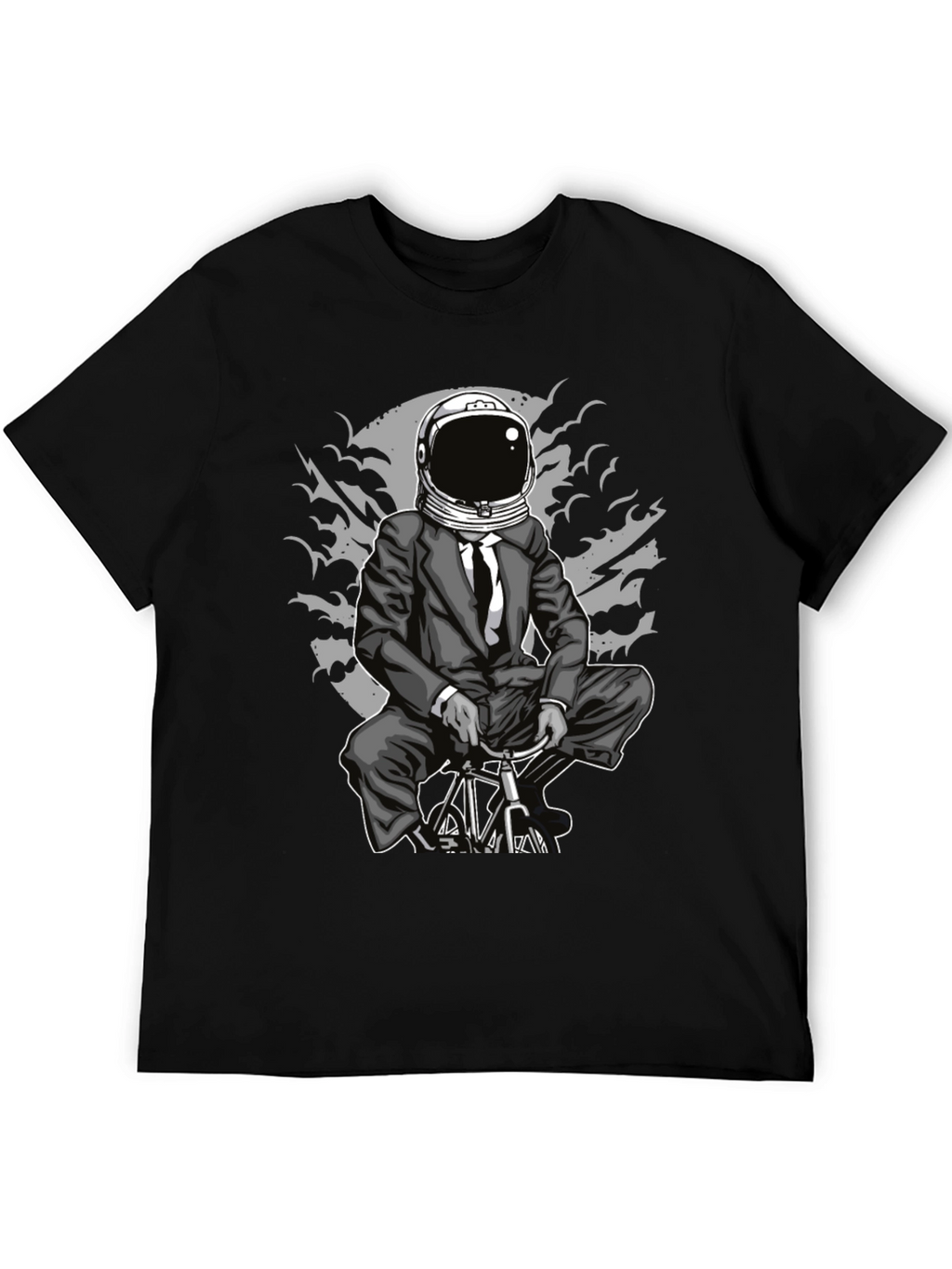 Astronaut Biker Graphic Tee - Space Rider T-Shirt