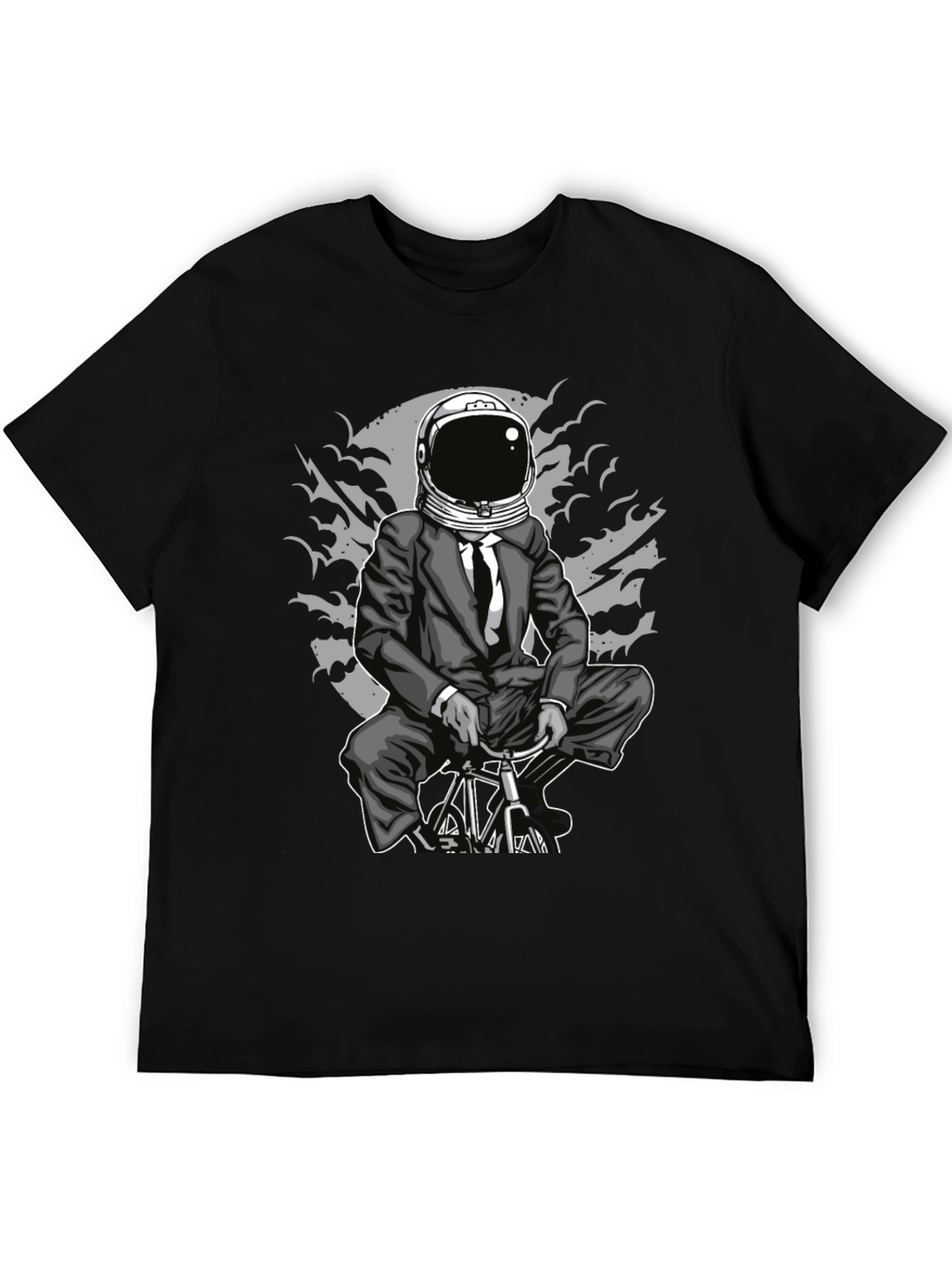 Astronaut Biker Graphic Tee - Space Rider T-Shirt