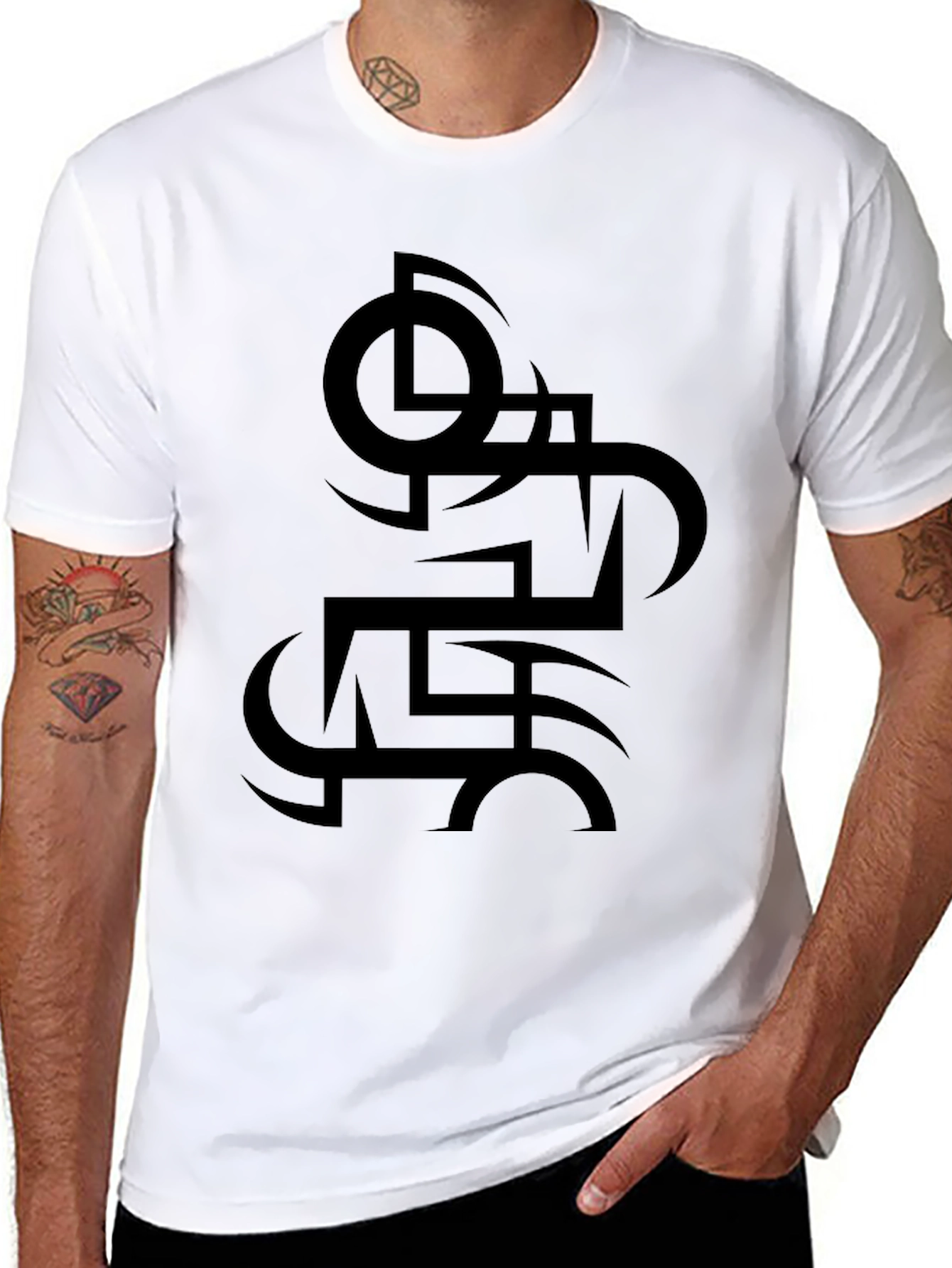 Abstract Graphic Tee - Black Cotton Blend