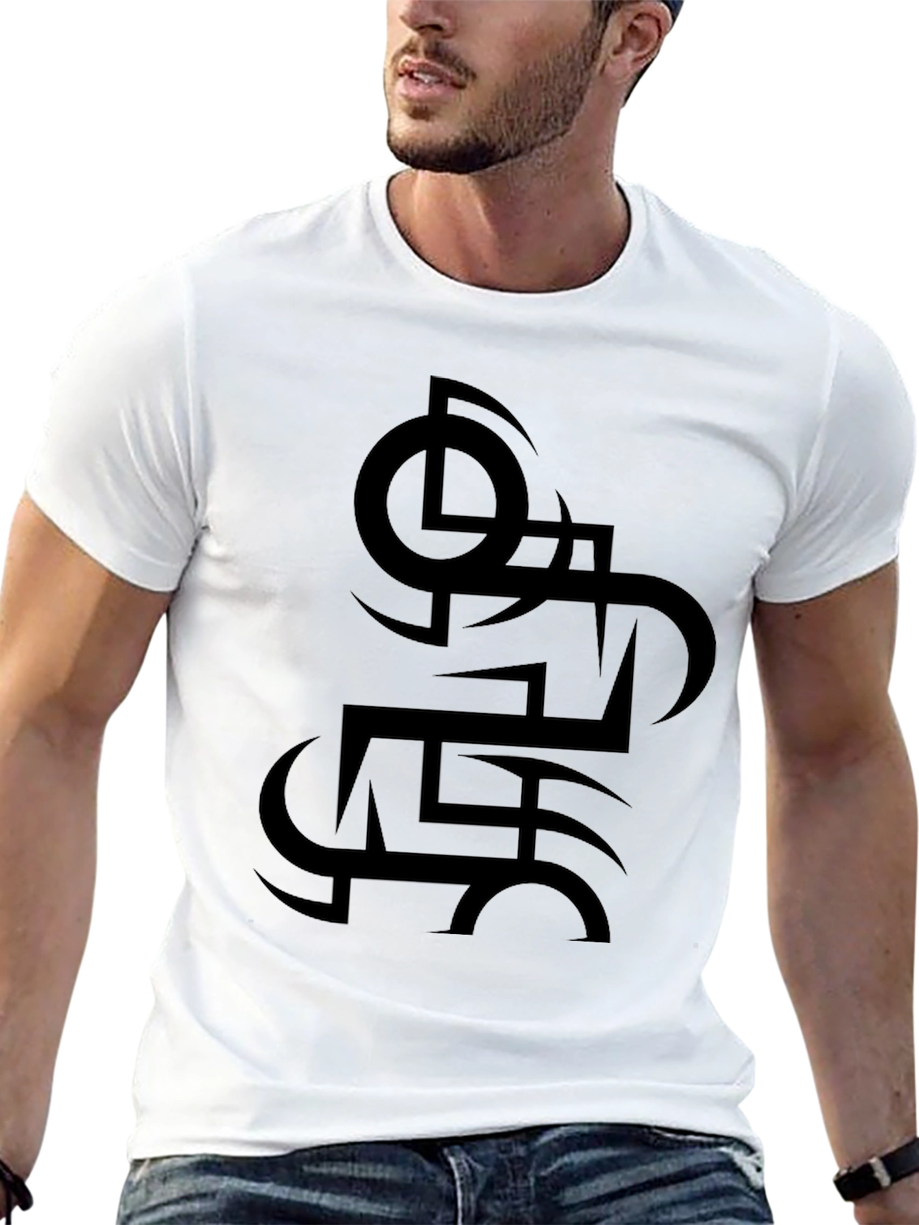 Abstract Graphic Tee - Black Cotton Blend