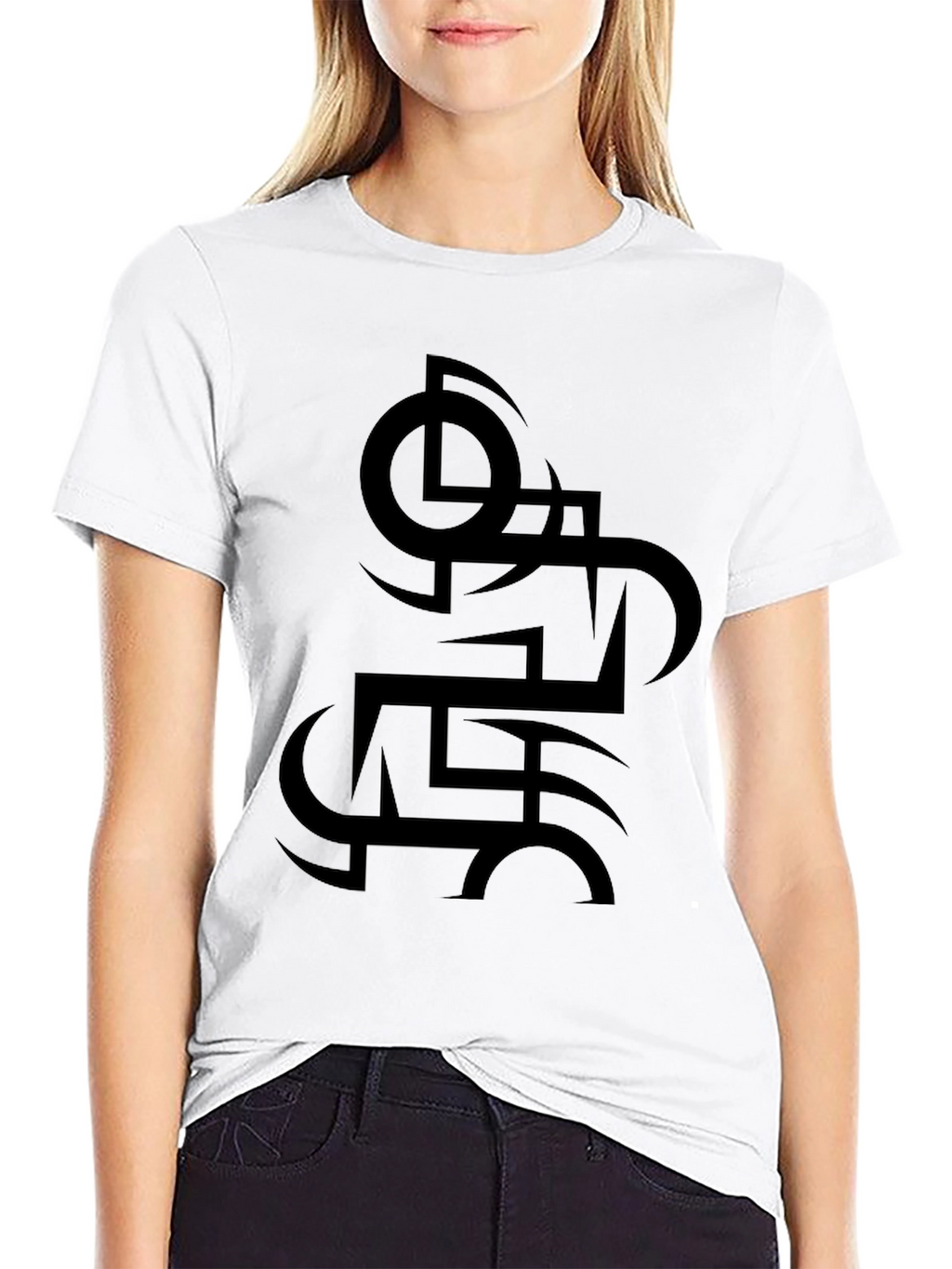 Abstract Graphic Tee - Black Cotton Blend