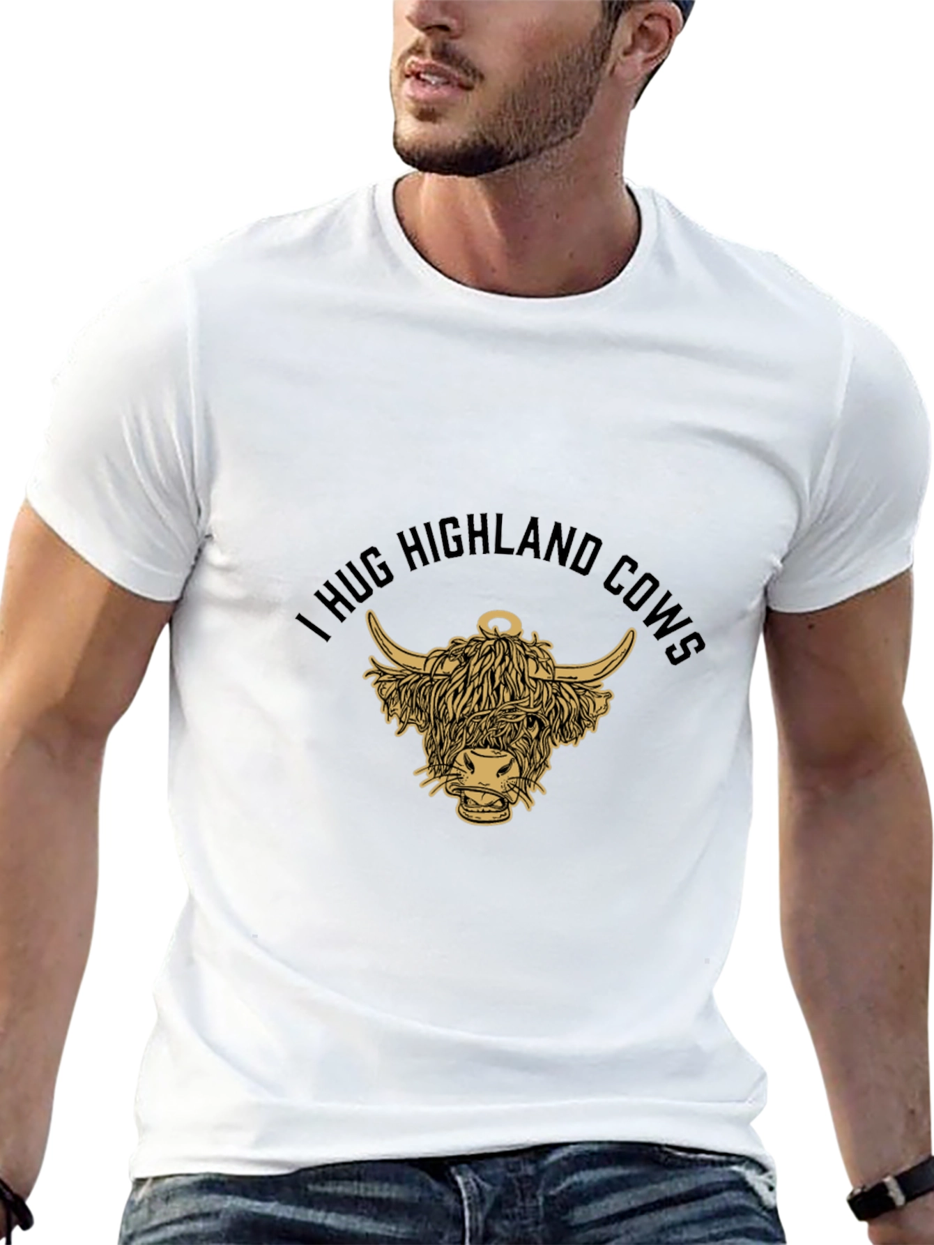 I Hug Highland Cows T-Shirt - Black Graphic Tee