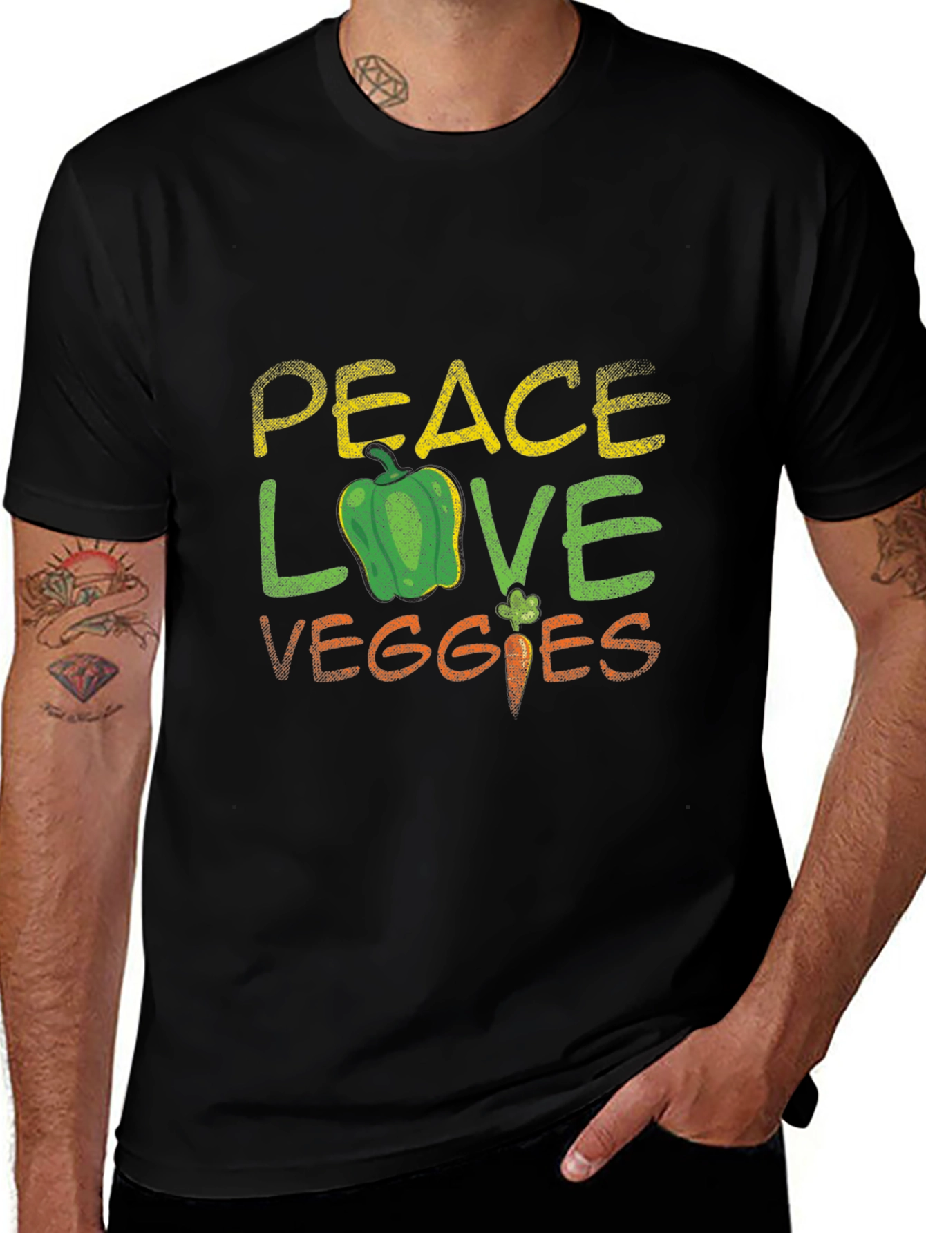 Peace Love Veggies T-Shirt - Vegetarian Gift