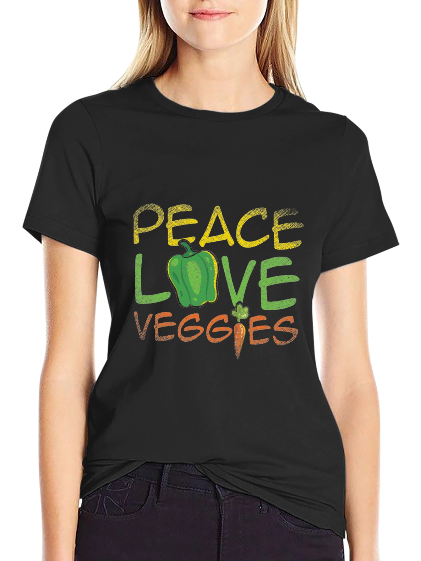Peace Love Veggies T-Shirt - Vegetarian Gift