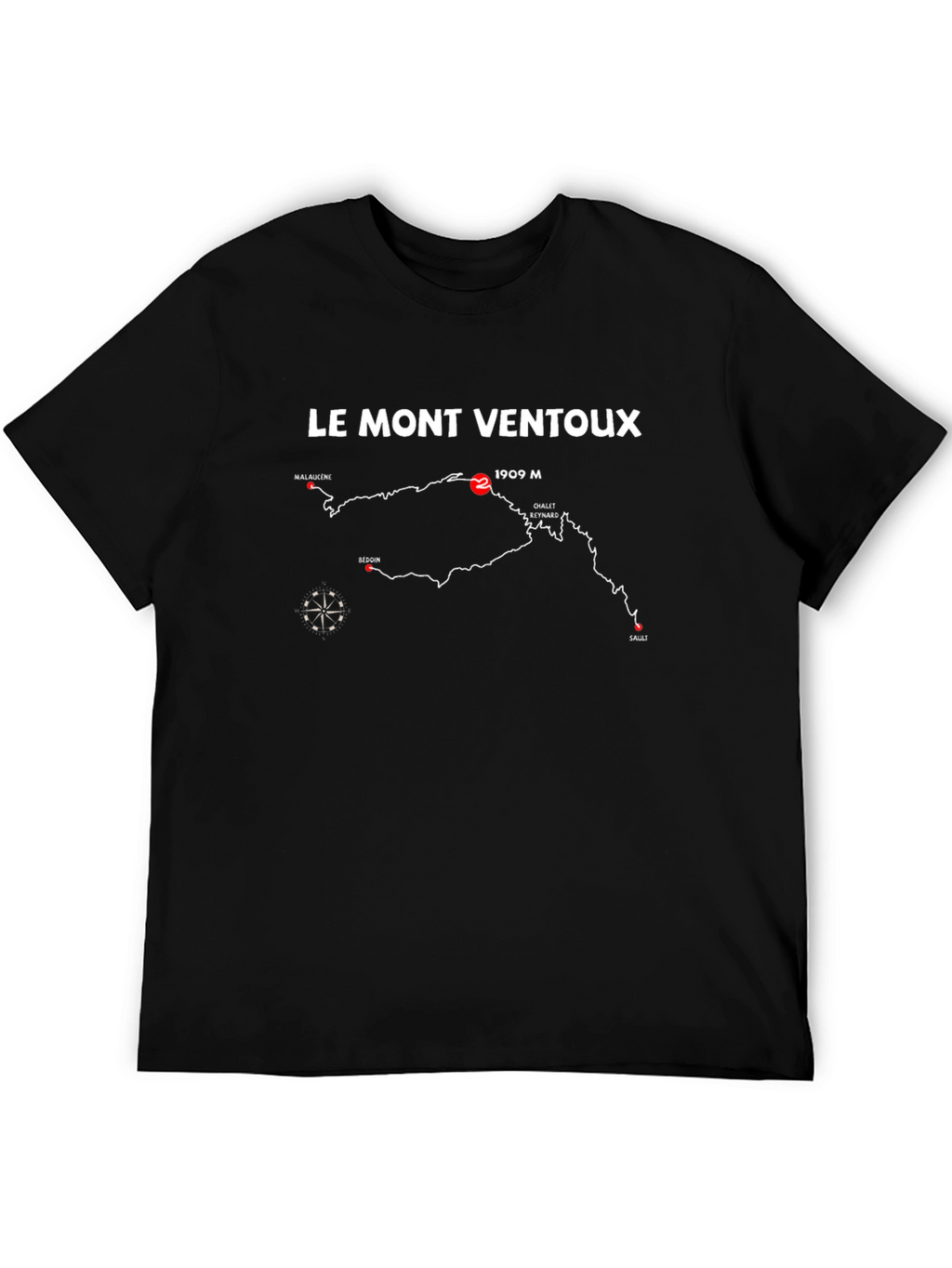 Le Mont Ventoux Map T-Shirt - Black