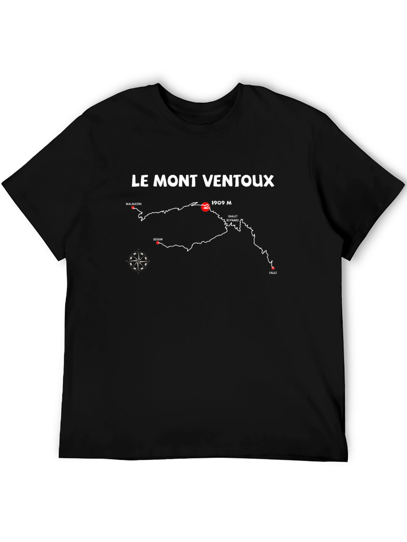 Le Mont Ventoux Map T-Shirt - Black