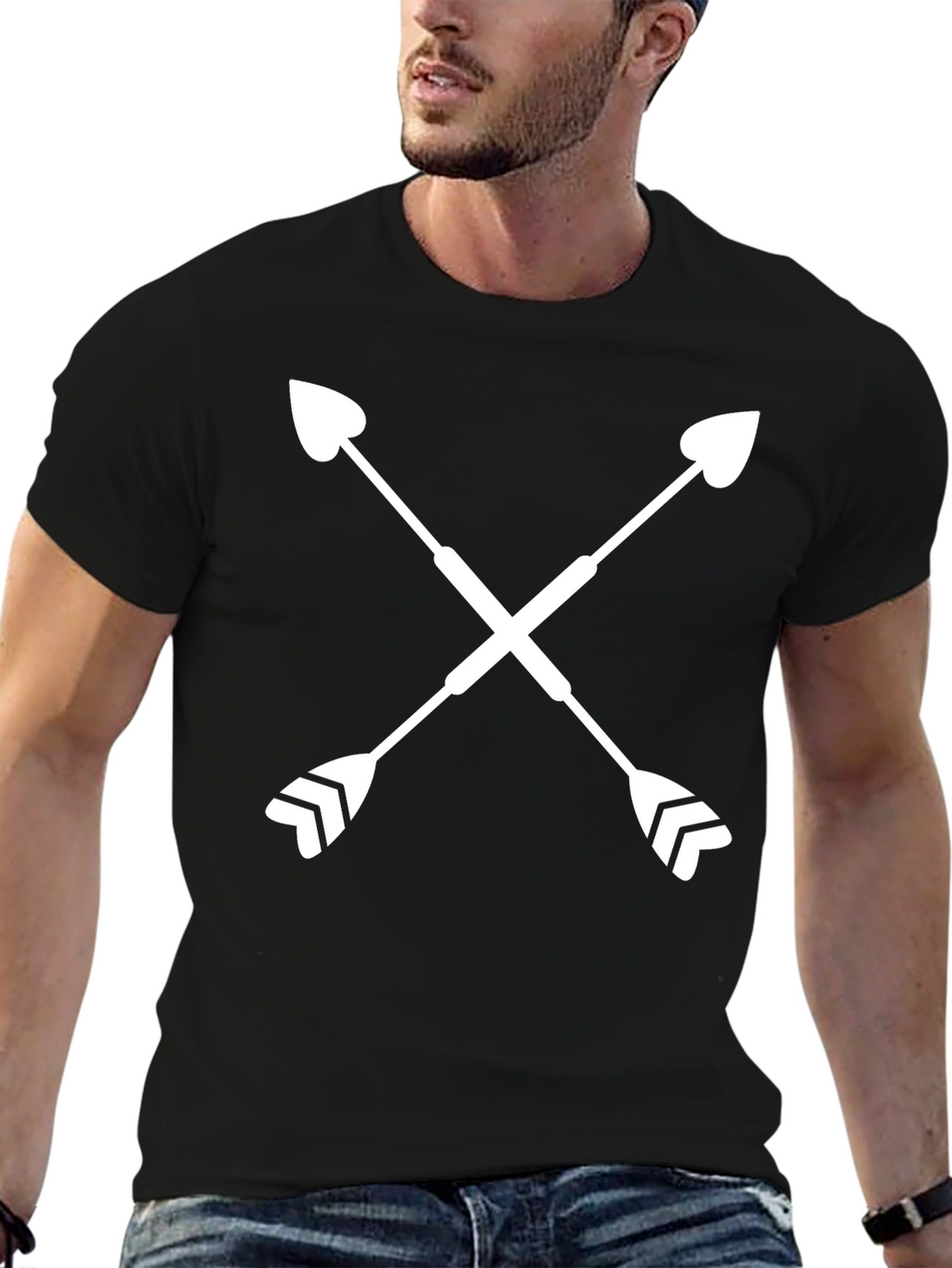Crossed Arrows Graphic Tee - Stylish Black Shirt