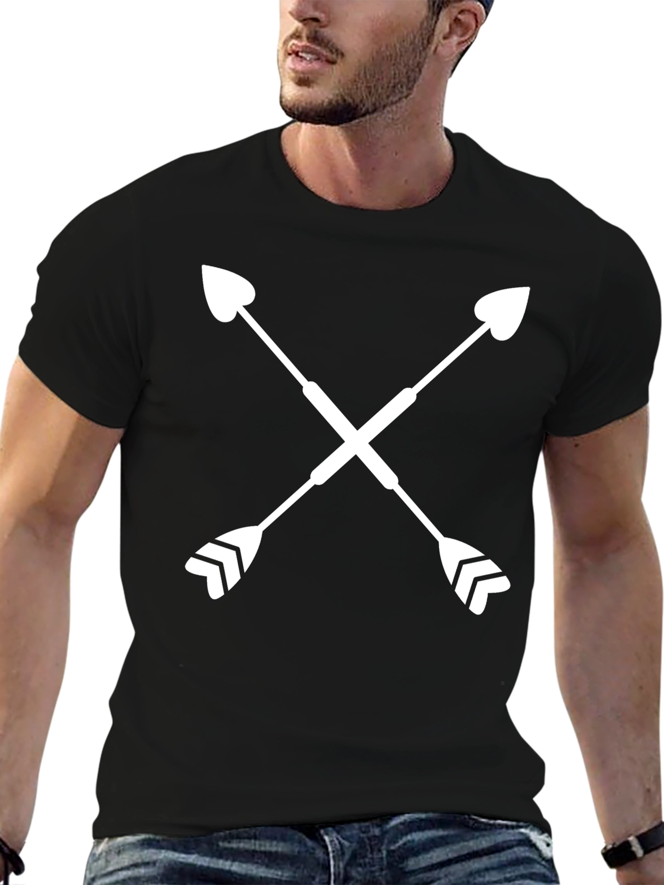 Crossed Arrows Graphic Tee - Stylish Black Shirt