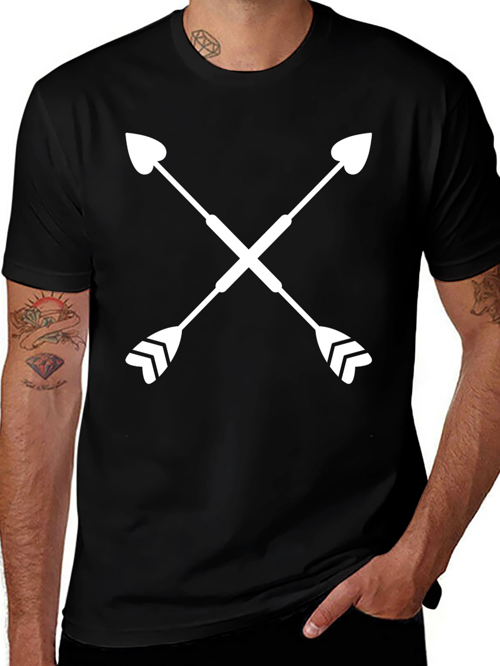 Crossed Arrows Graphic Tee - Stylish Black Shirt