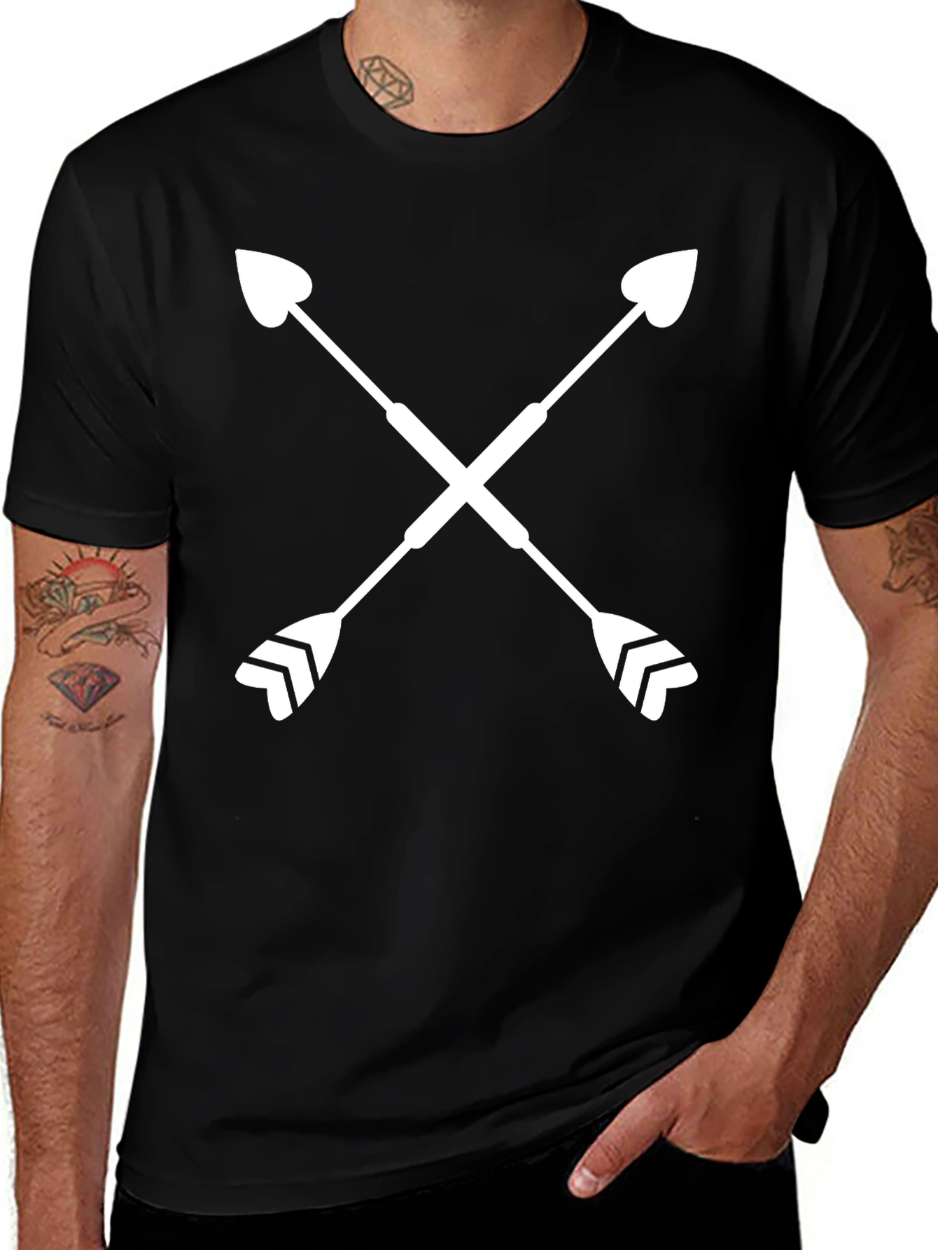 Crossed Arrows Graphic Tee - Stylish Black Shirt