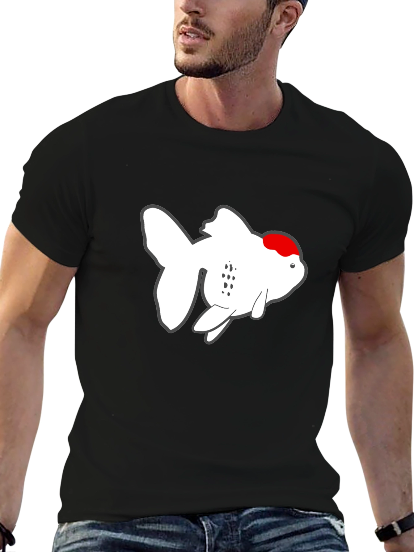 Cool Goldfish Graphic Tee - Black Cotton T-Shirt