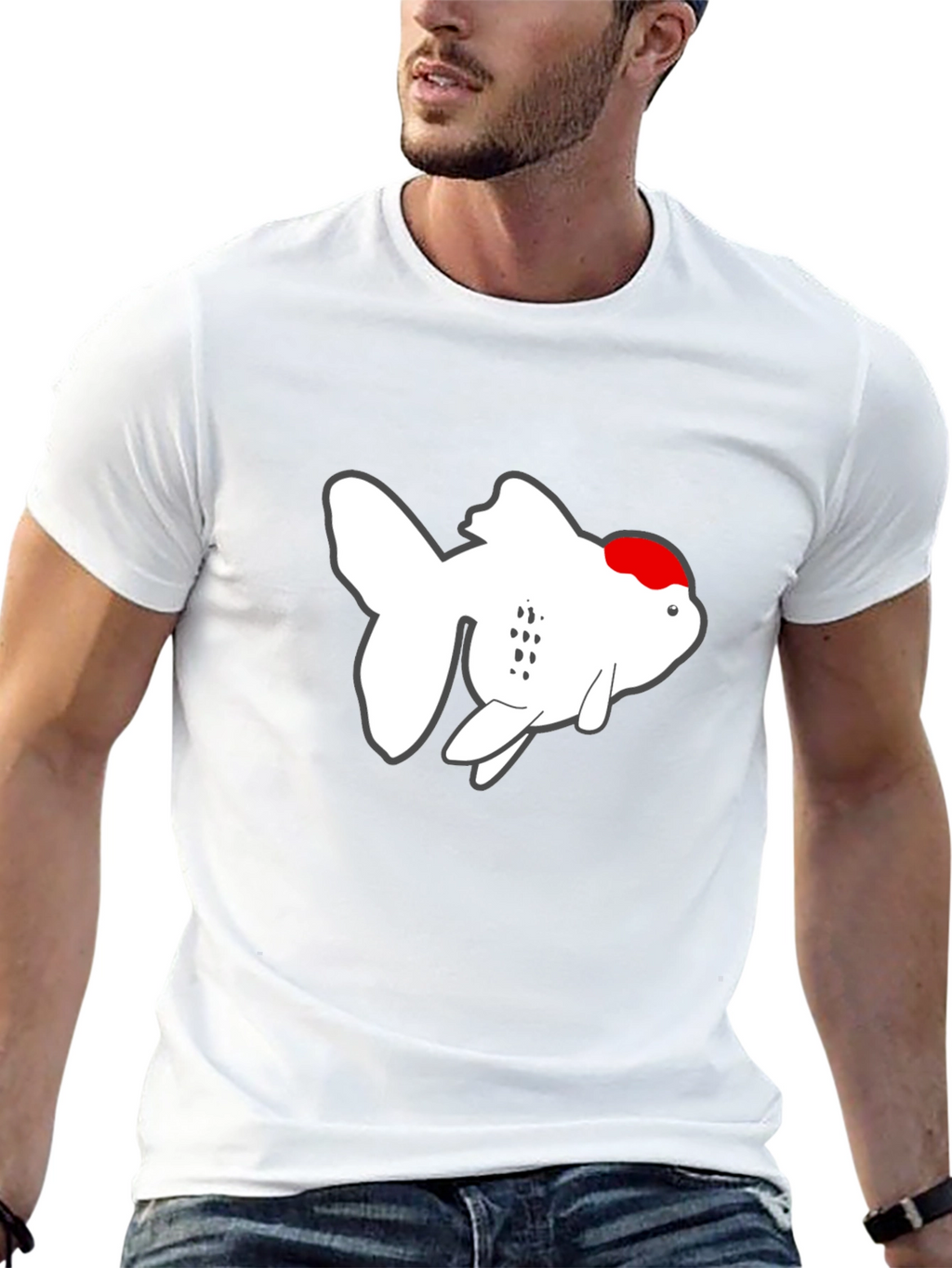 Cool Goldfish Graphic Tee - Black Cotton T-Shirt