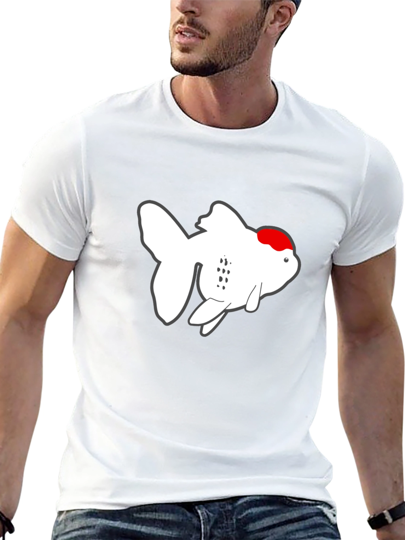 Cool Goldfish Graphic Tee - Black Cotton T-Shirt
