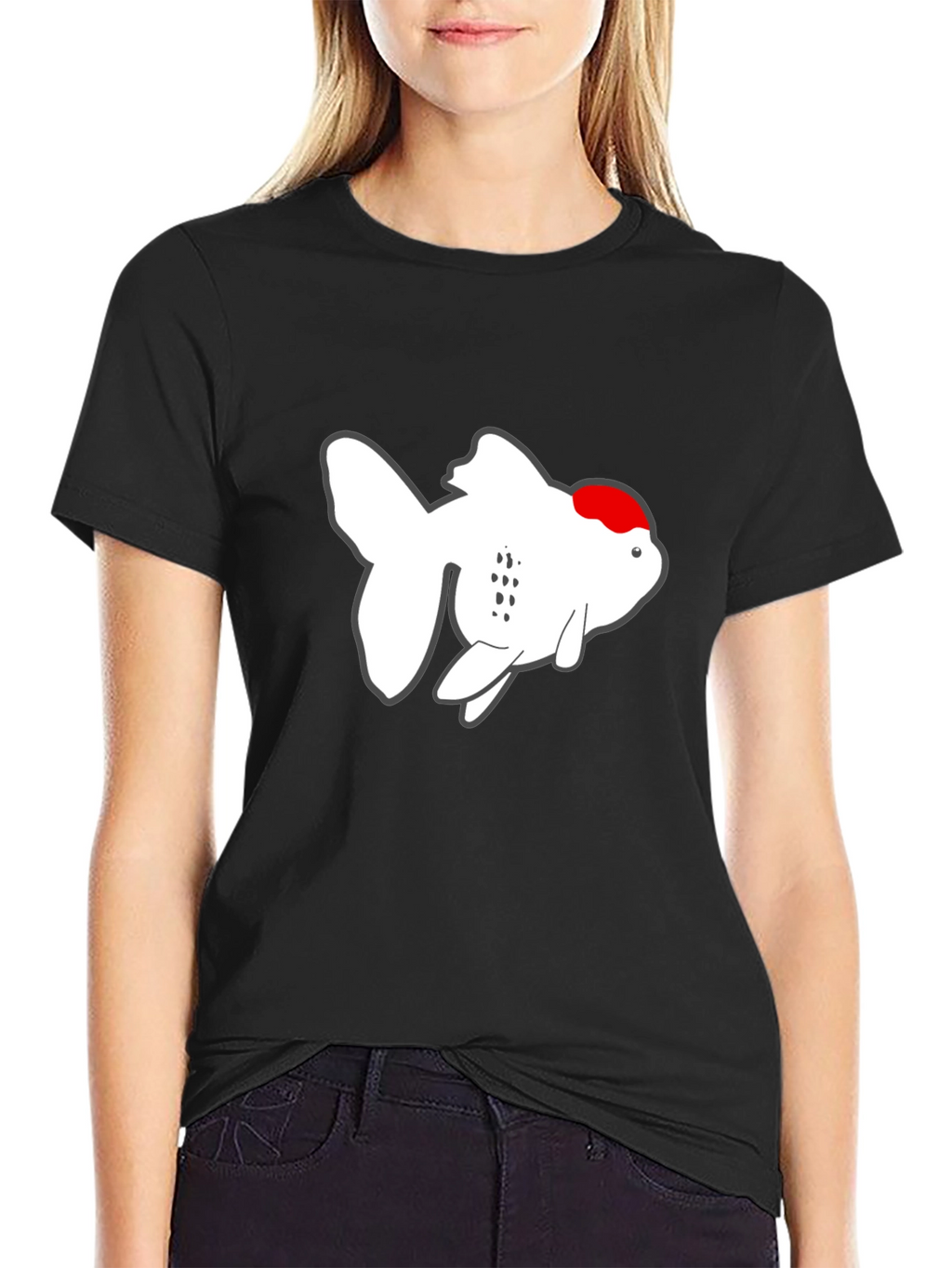 Cool Goldfish Graphic Tee - Black Cotton T-Shirt