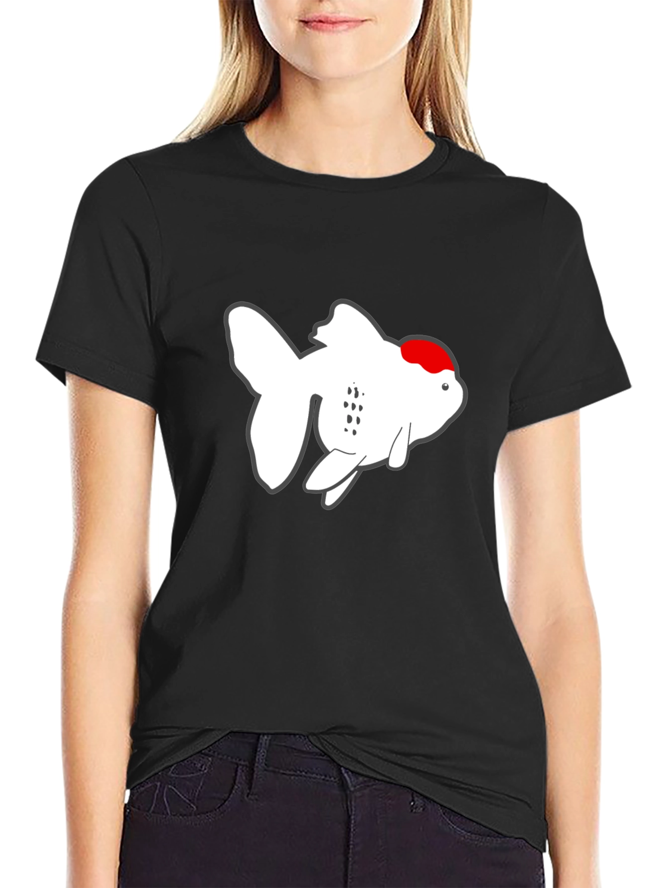 Cool Goldfish Graphic Tee - Black Cotton T-Shirt