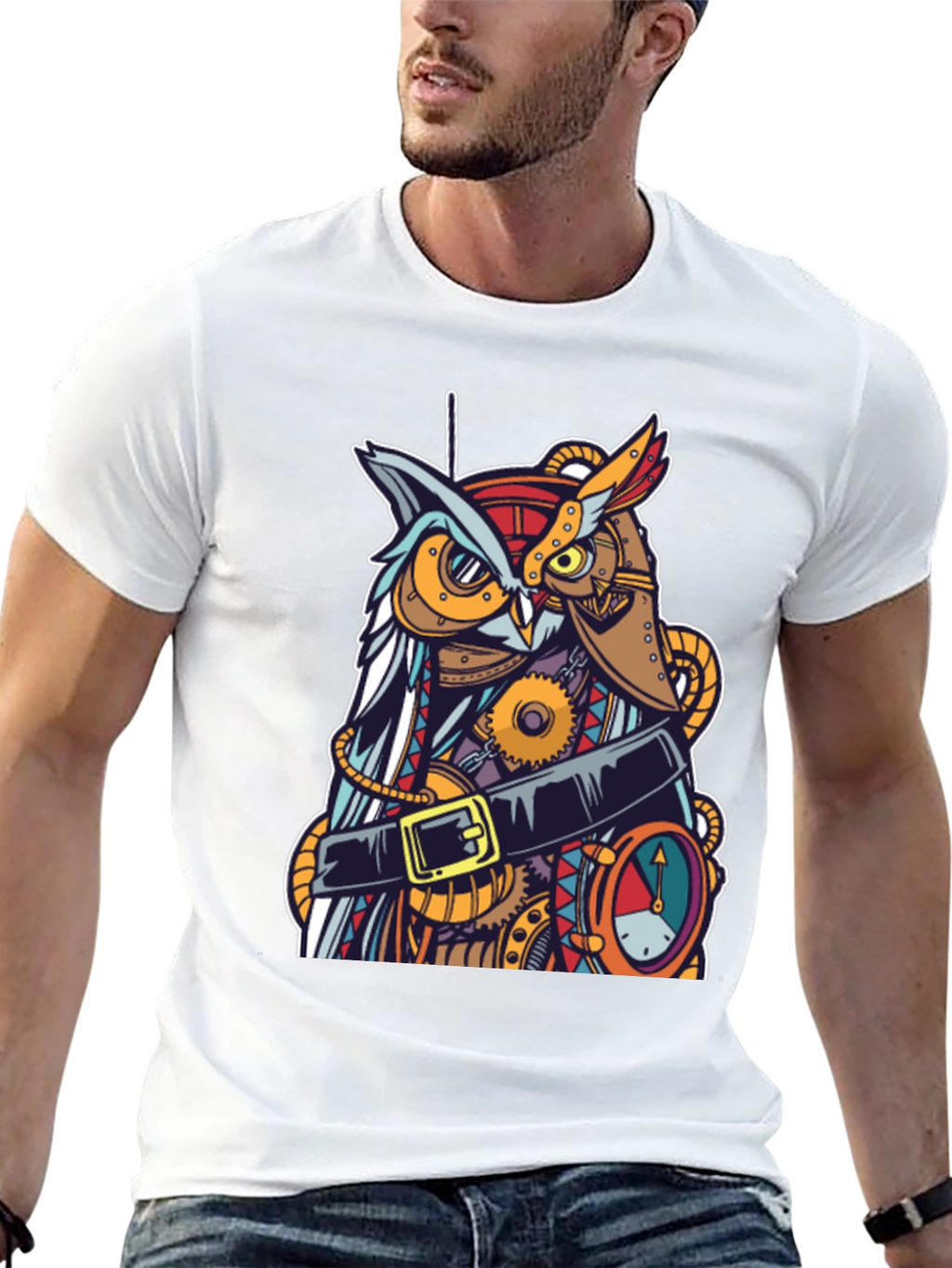 Steampunk Owl Graphic T-Shirt - Unique Design