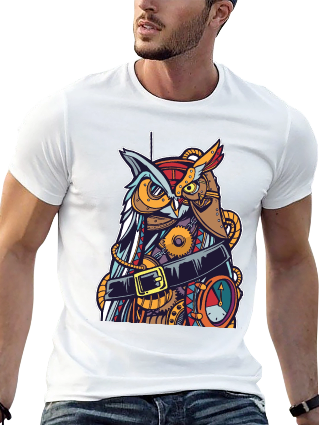Steampunk Owl Graphic T-Shirt - Unique Design